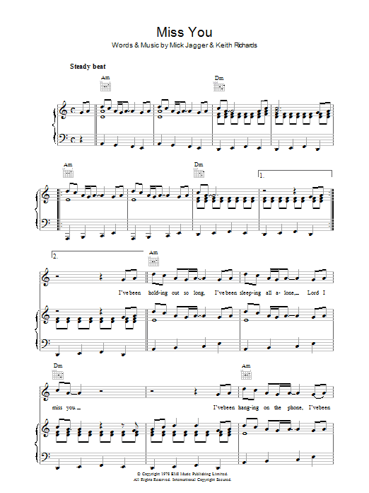 The Rolling Stones Miss You Sheet Music Notes & Chords for Guitar Tab Play-Along - Download or Print PDF