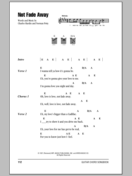 The Rolling Stones Not Fade Away Sheet Music Notes & Chords for Ukulele with strumming patterns - Download or Print PDF