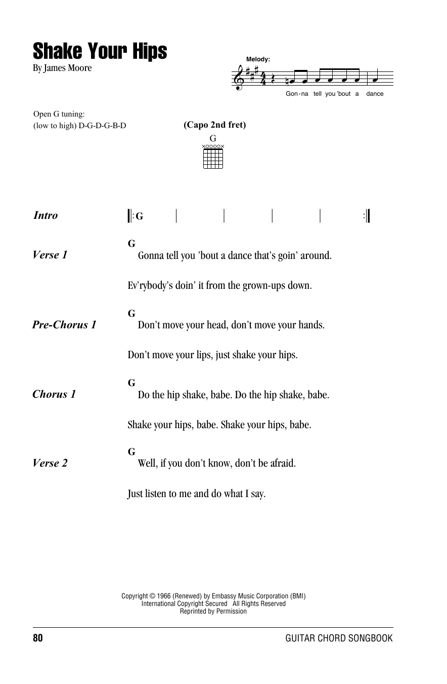 The Rolling Stones Shake Your Hips Sheet Music Notes & Chords for Lyrics & Chords - Download or Print PDF