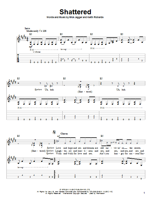 The Rolling Stones Shattered Sheet Music Notes & Chords for Guitar Tab Play-Along - Download or Print PDF