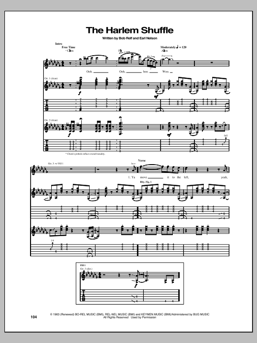 The Rolling Stones The Harlem Shuffle Sheet Music Notes & Chords for Lyrics & Chords - Download or Print PDF