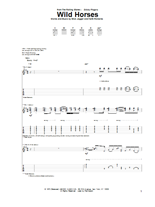The Rolling Stones Wild Horses Sheet Music Notes & Chords for Easy Piano - Download or Print PDF