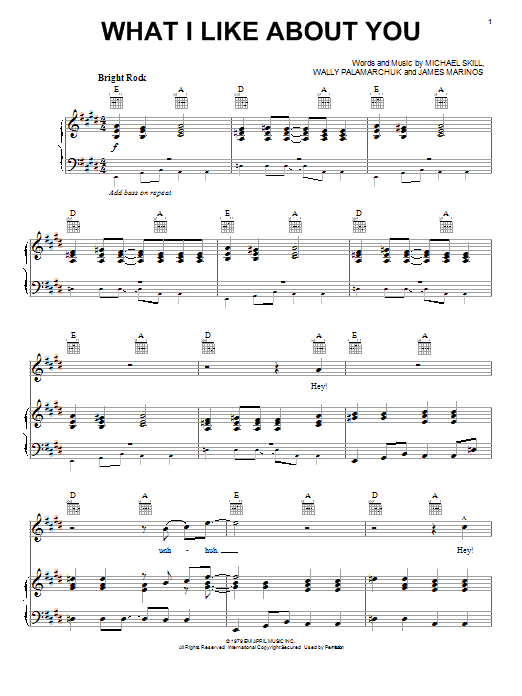 The Romantics What I Like About You Sheet Music Notes & Chords for Easy Piano - Download or Print PDF