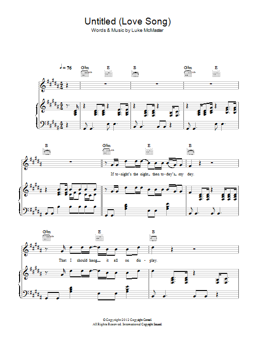 The Romany Rye Untitled (Love Song) Sheet Music Notes & Chords for Piano, Vocal & Guitar (Right-Hand Melody) - Download or Print PDF