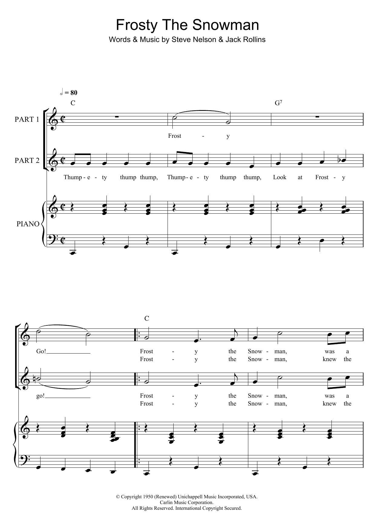 The Ronettes Frosty The Snowman (arr. Rick Hein) Sheet Music Notes & Chords for 2-Part Choir - Download or Print PDF