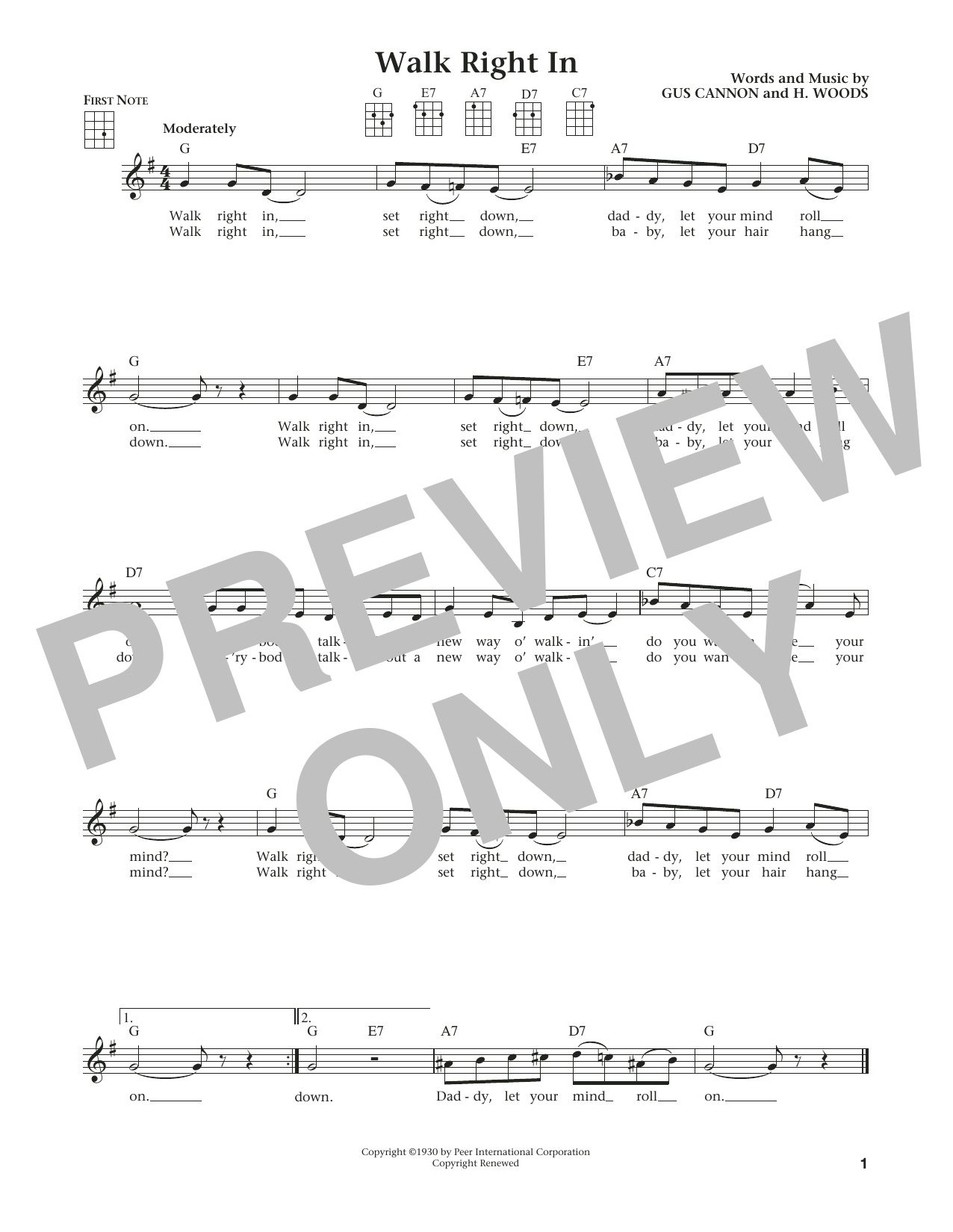 The Rooftop Singers Walk Right In (from The Daily Ukulele) (arr. Liz and Jim Beloff) Sheet Music Notes & Chords for Ukulele - Download or Print PDF