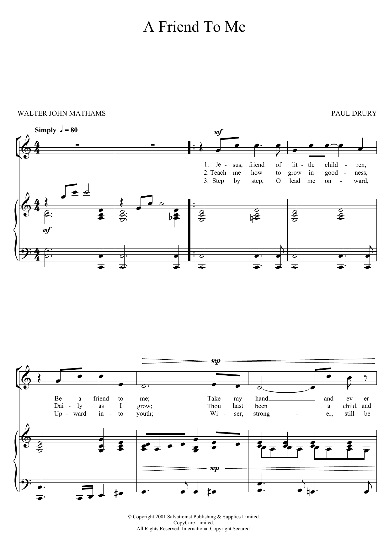 The Salvation Army A Friend To Me Sheet Music Notes & Chords for Unison Choral - Download or Print PDF
