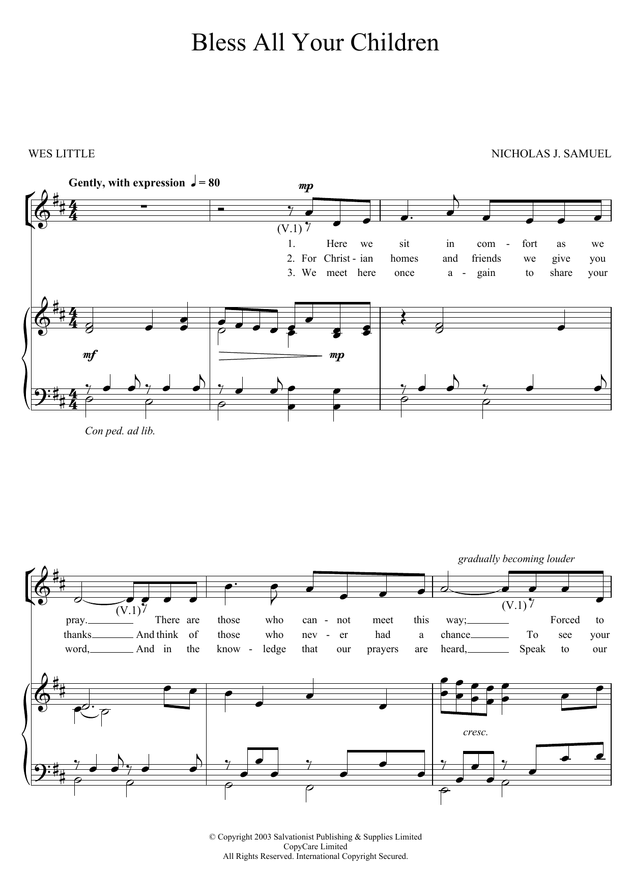 The Salvation Army Bless All Your Children Sheet Music Notes & Chords for Unison Choral - Download or Print PDF