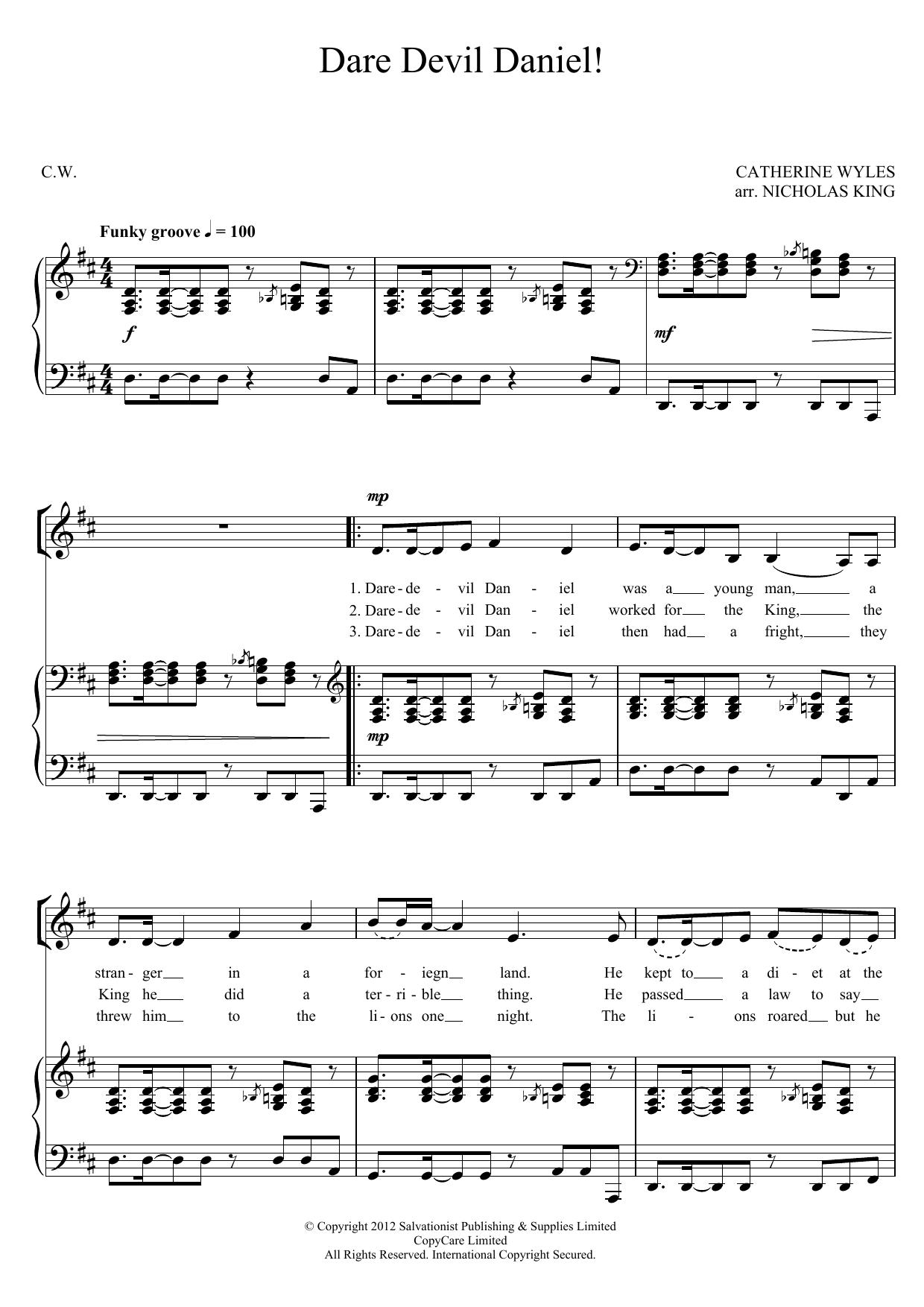 The Salvation Army Dare Devil Daniel! Sheet Music Notes & Chords for Piano, Vocal & Guitar (Right-Hand Melody) - Download or Print PDF
