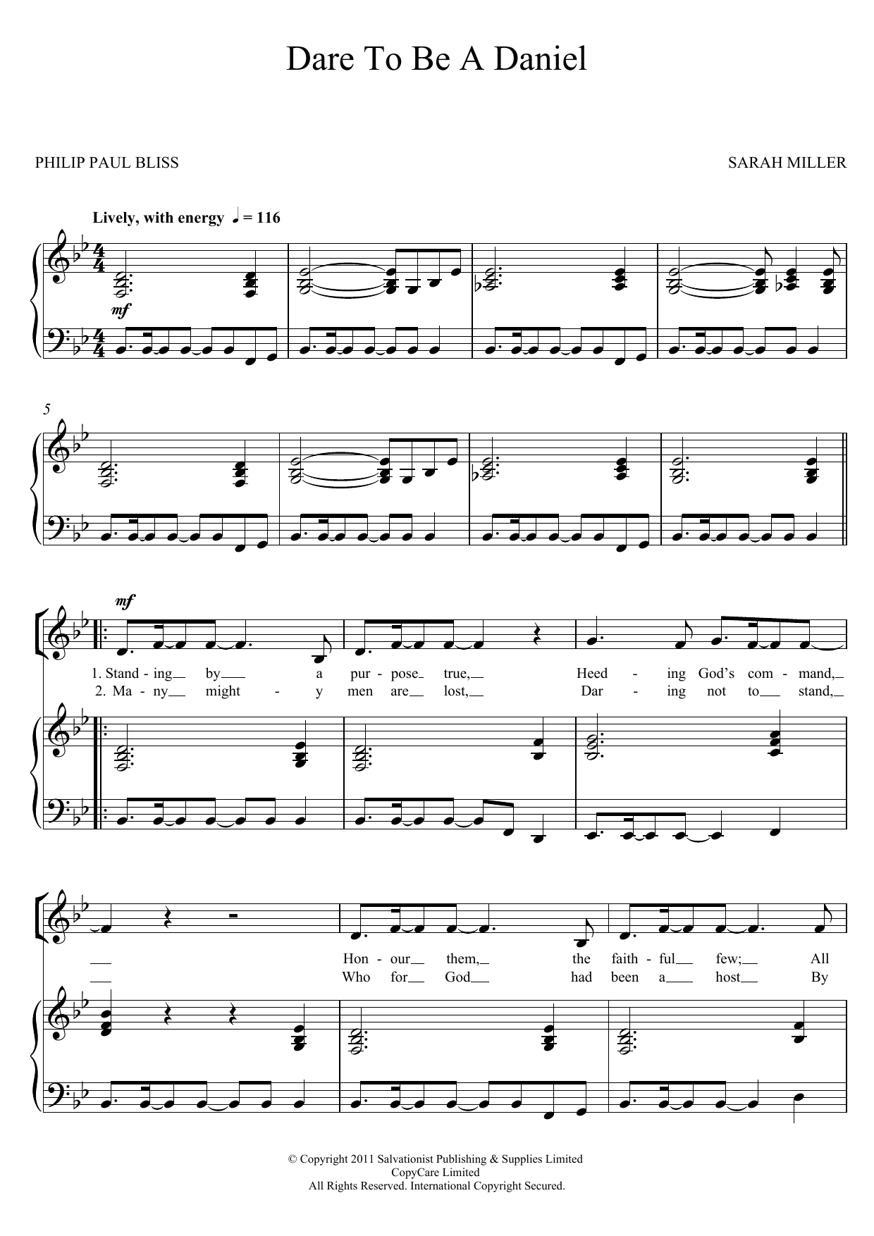 The Salvation Army Dare To Be A Daniel Sheet Music Notes & Chords for SA - Download or Print PDF