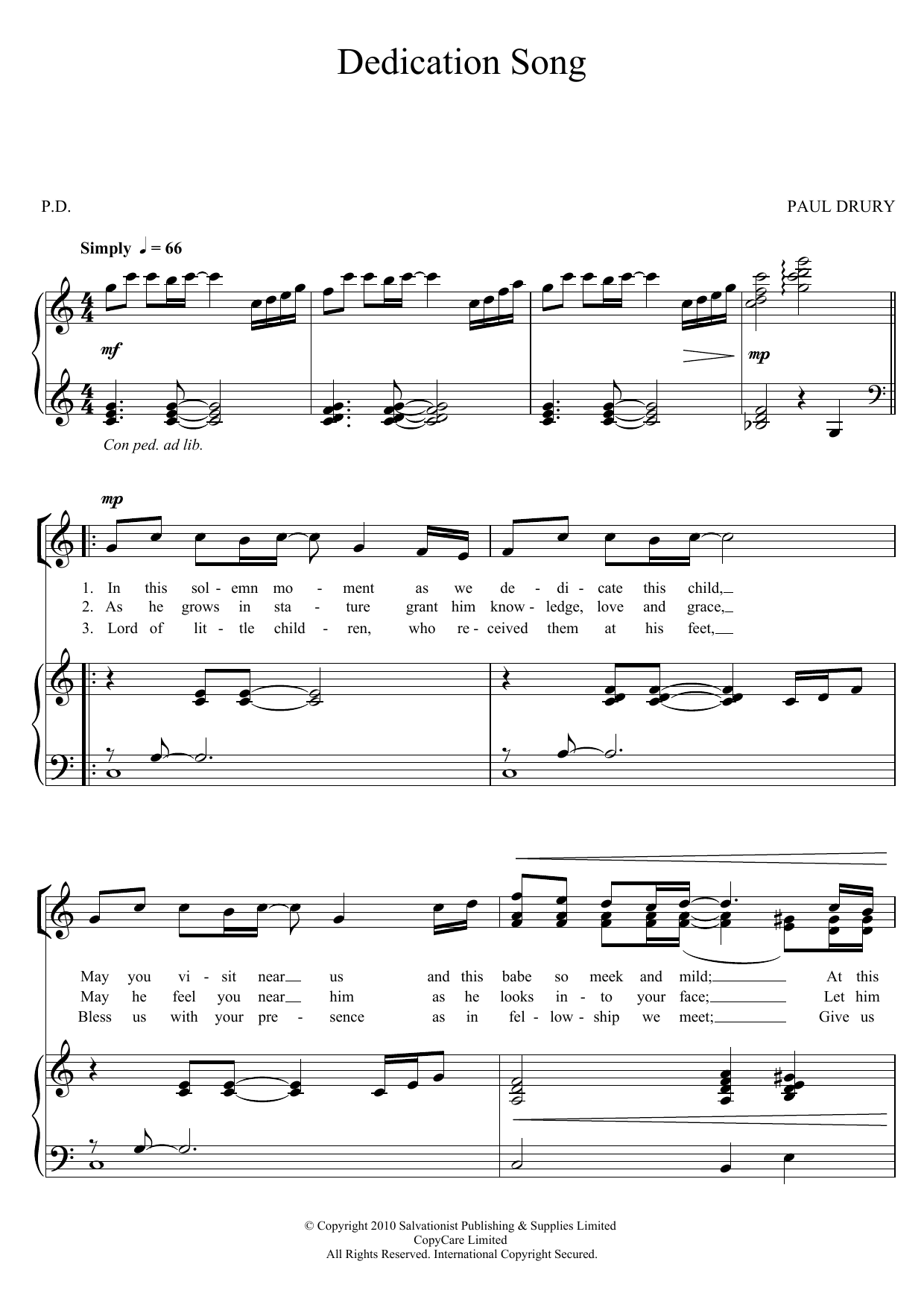 The Salvation Army Dedication Song Sheet Music Notes & Chords for 3-Part Treble - Download or Print PDF