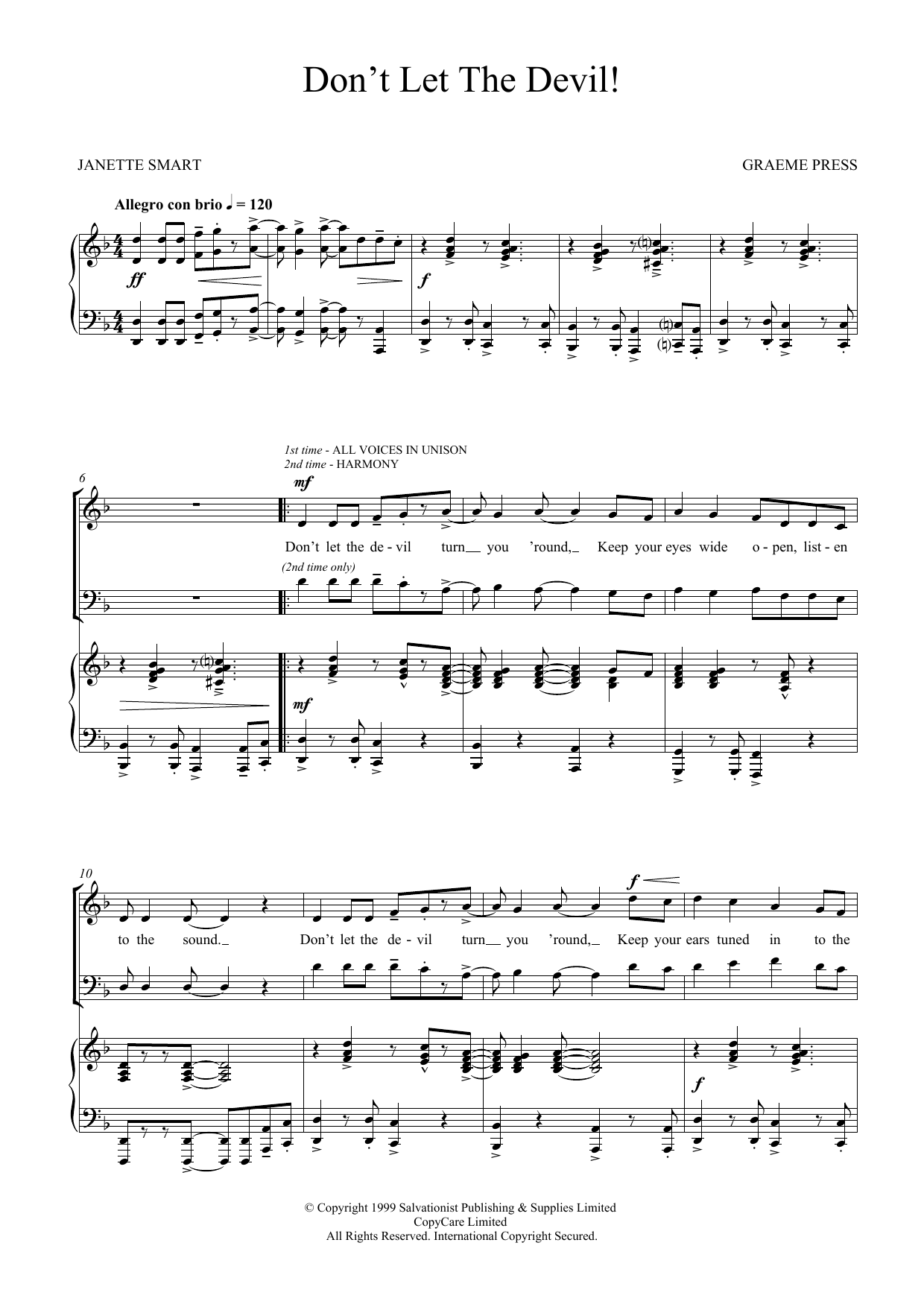 The Salvation Army Don't Let The Devil Sheet Music Notes & Chords for SATB - Download or Print PDF
