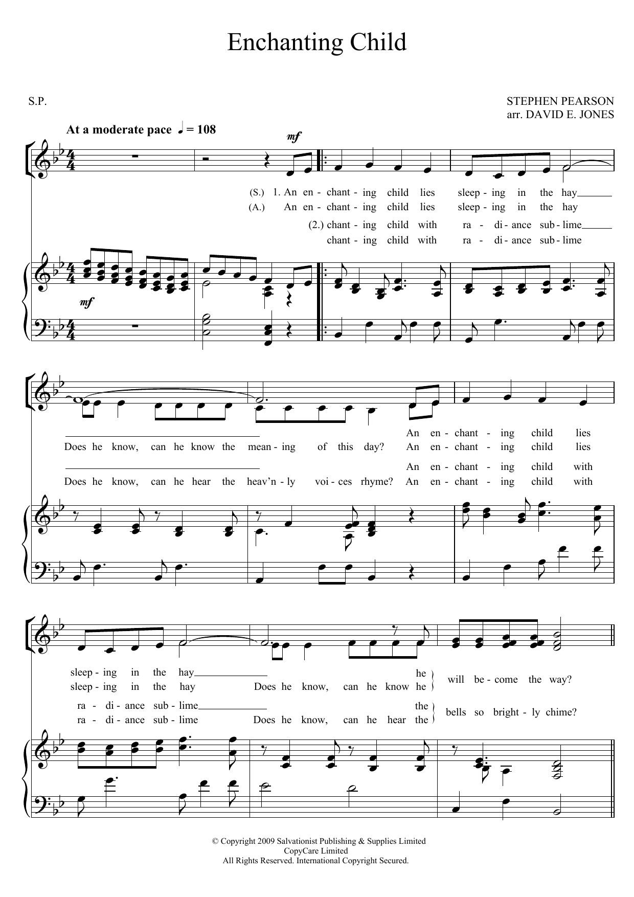 The Salvation Army Enchanting Child Sheet Music Notes & Chords for SA - Download or Print PDF