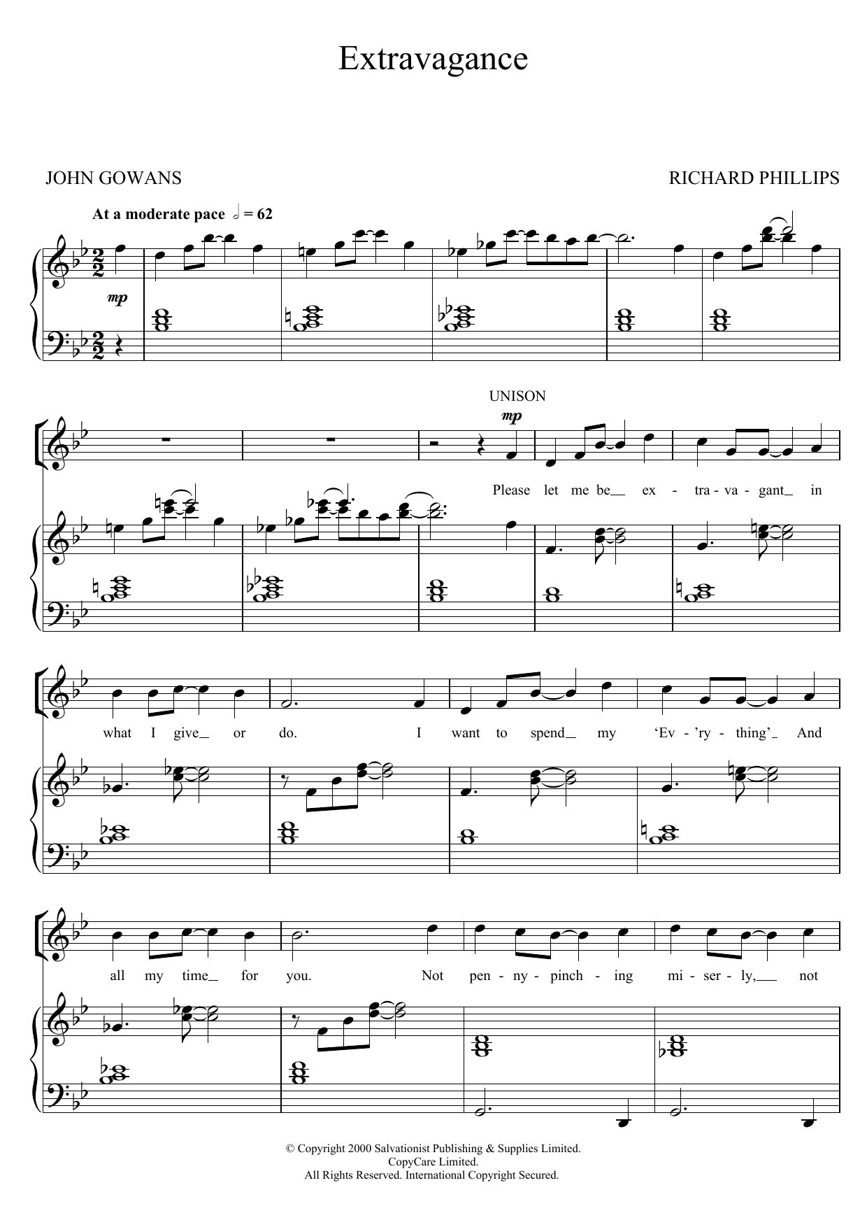 The Salvation Army Extravagance Sheet Music Notes & Chords for SA - Download or Print PDF