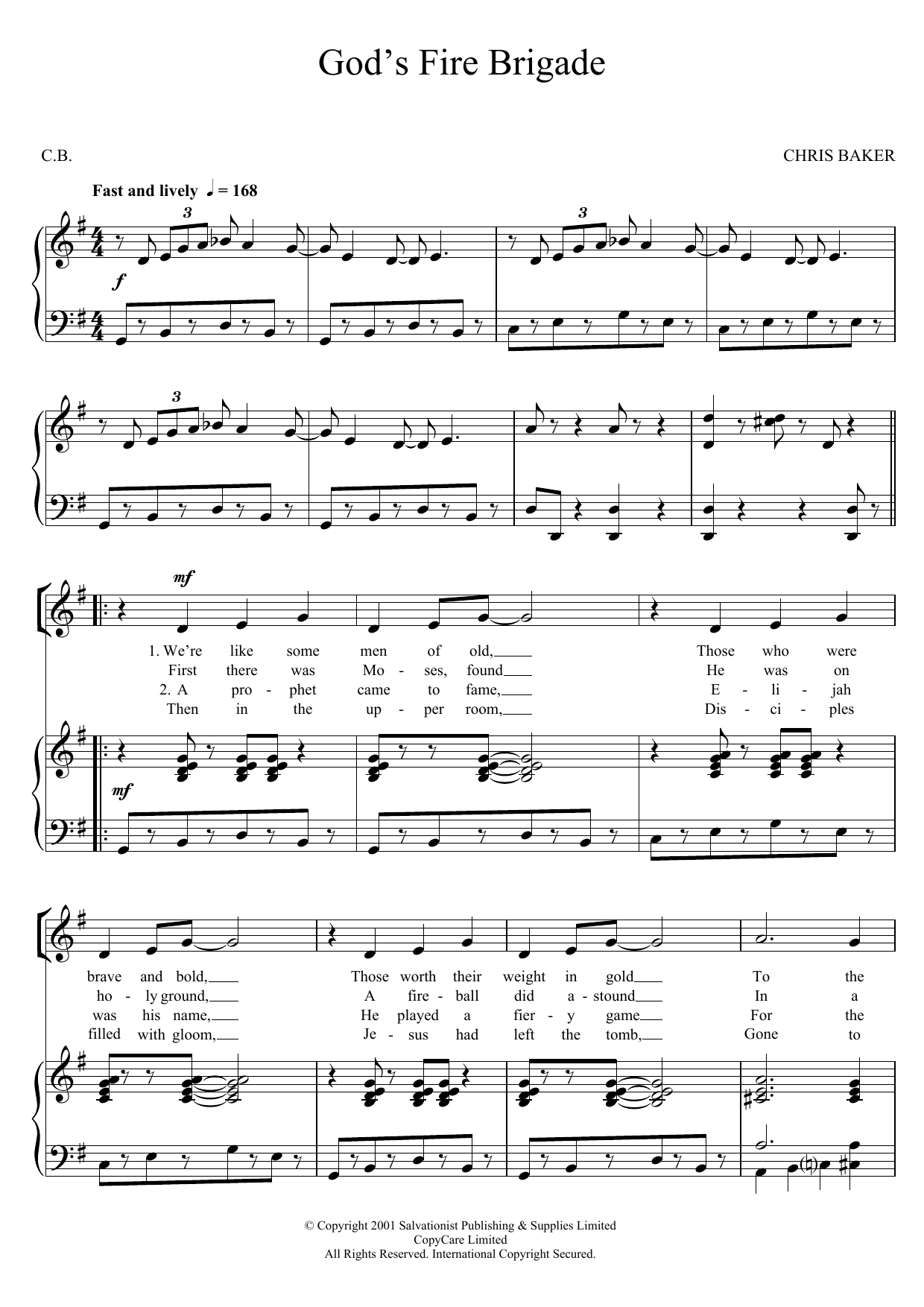 The Salvation Army God's Fire Brigade Sheet Music Notes & Chords for Unison Choral - Download or Print PDF