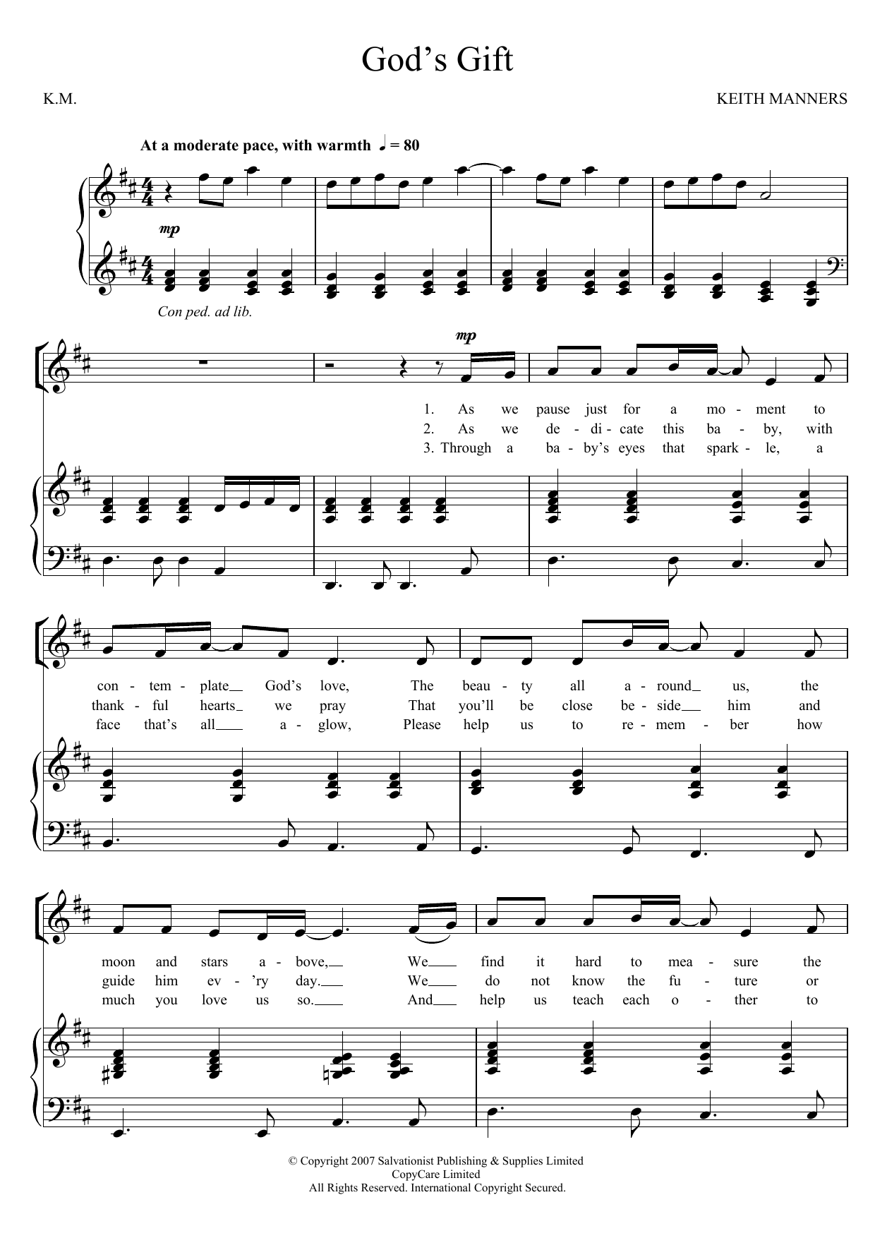 The Salvation Army God's Gift Sheet Music Notes & Chords for SA - Download or Print PDF