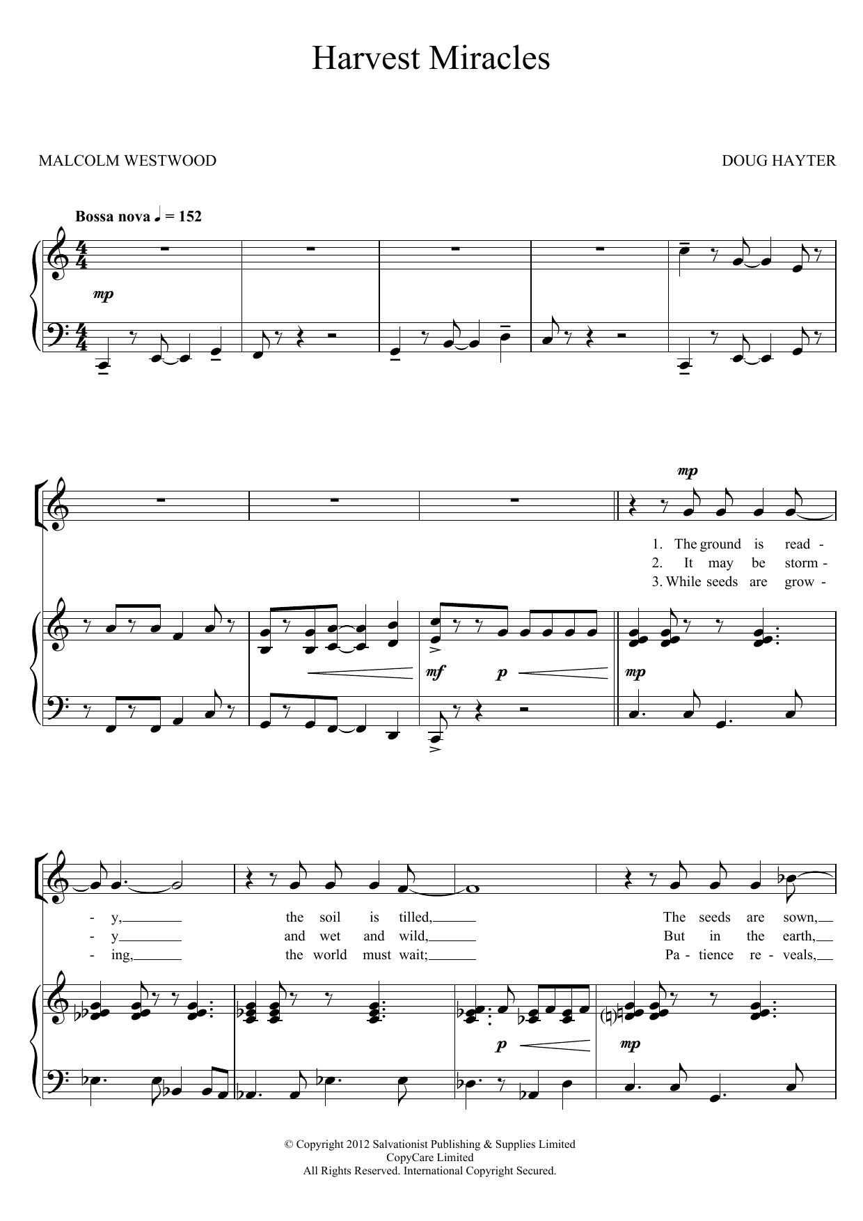 The Salvation Army Harvest Miracles Sheet Music Notes & Chords for Piano, Vocal & Guitar (Right-Hand Melody) - Download or Print PDF
