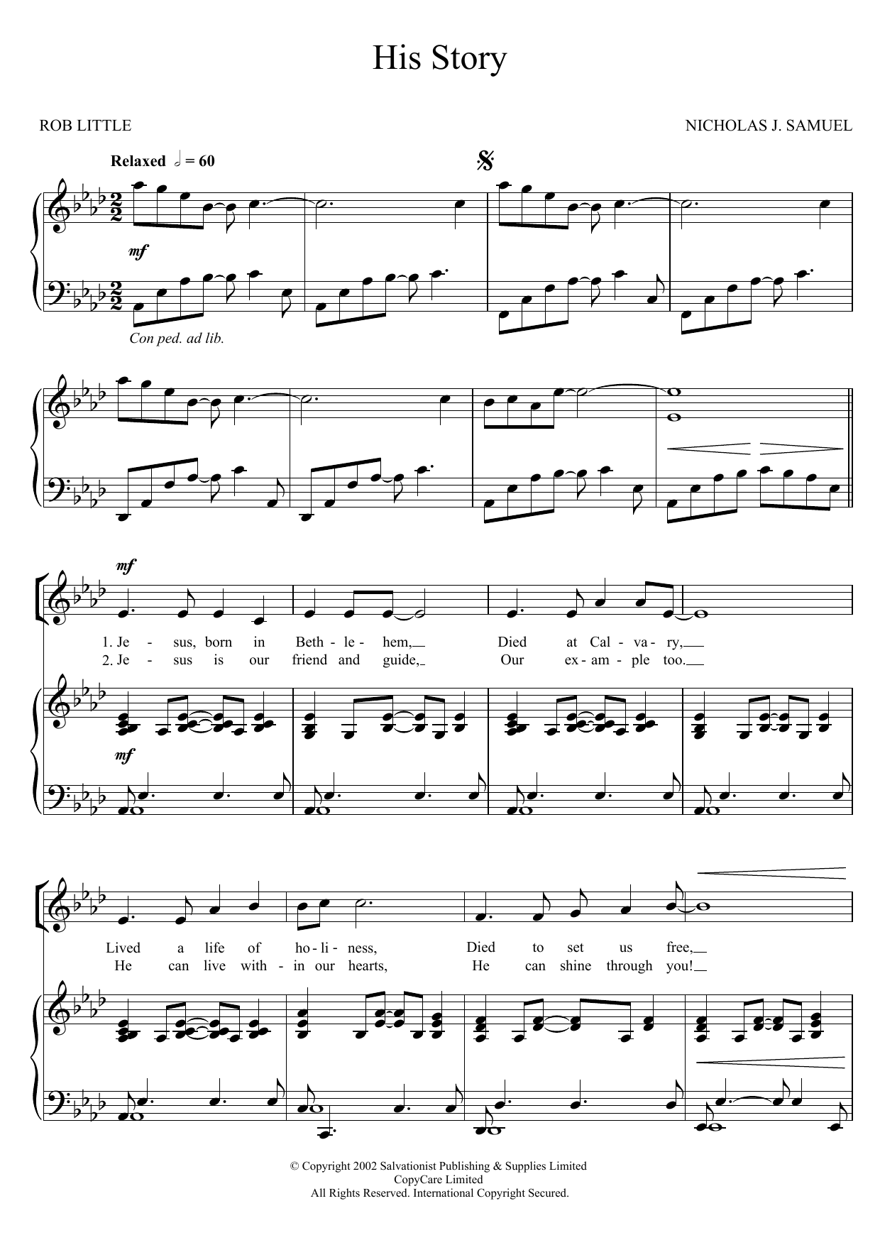 The Salvation Army His Story Sheet Music Notes & Chords for Unison Choral - Download or Print PDF