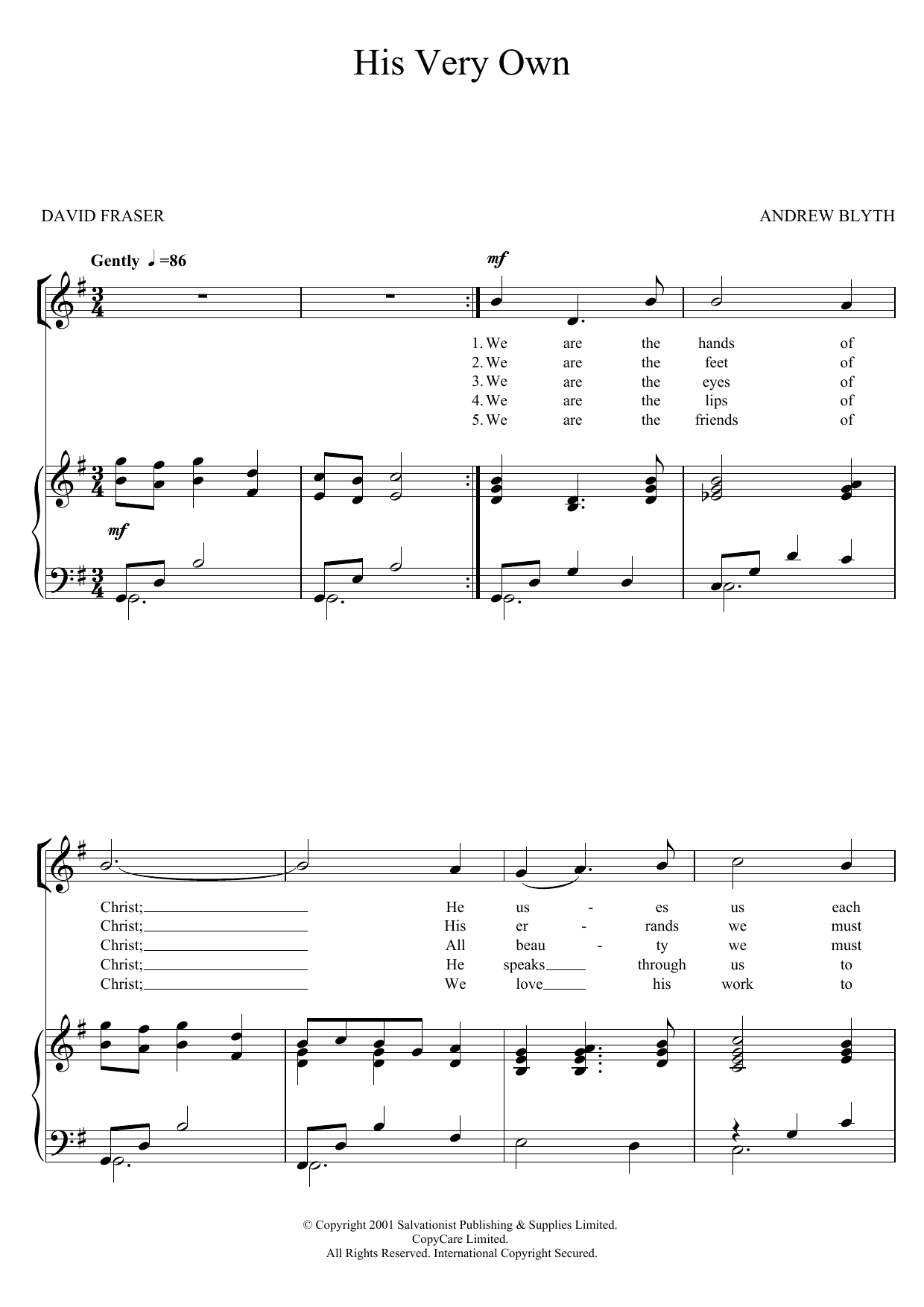 The Salvation Army His Very Own Sheet Music Notes & Chords for Unison Choral - Download or Print PDF