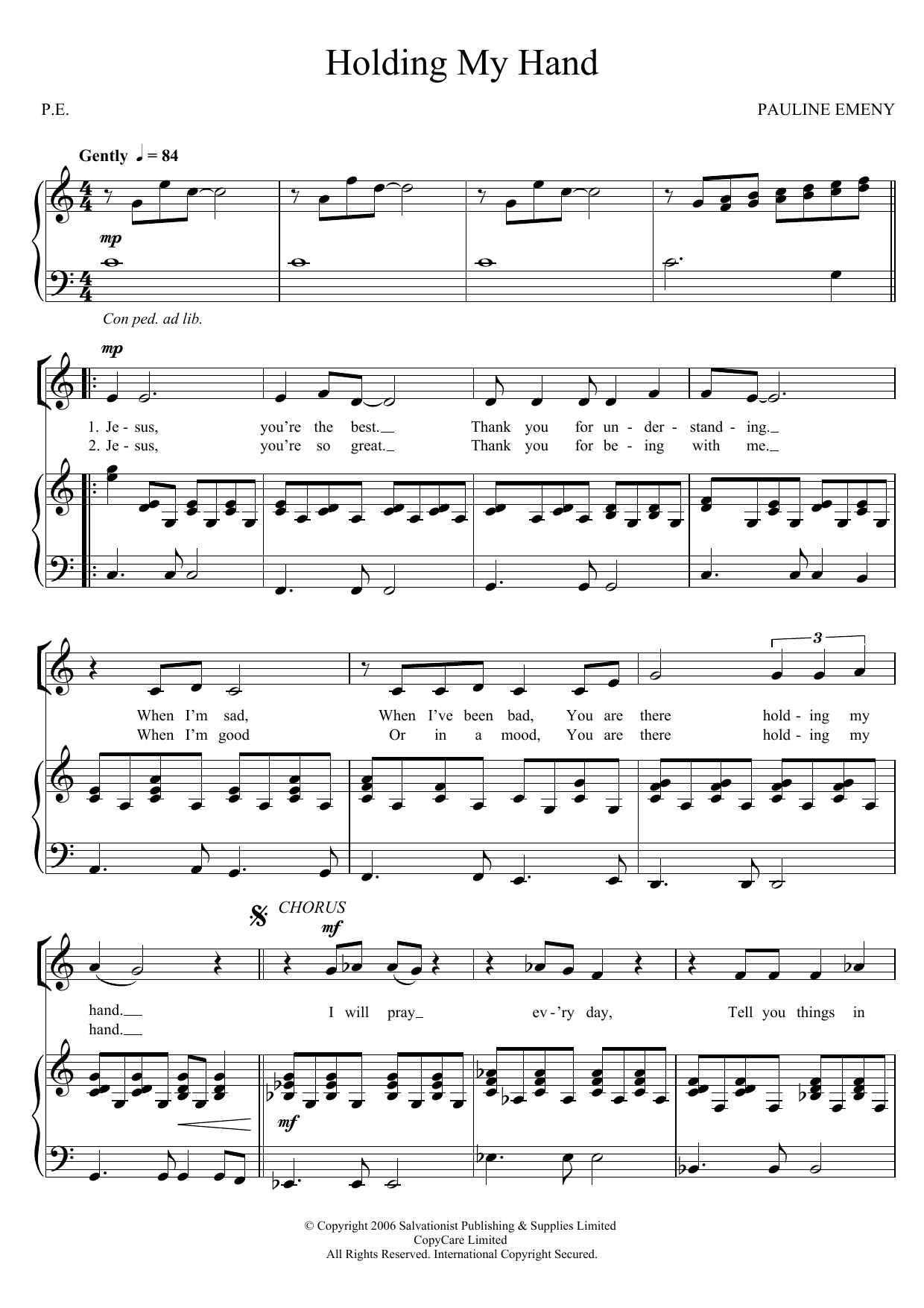 The Salvation Army Holding My Hand Sheet Music Notes & Chords for Unison Choral - Download or Print PDF