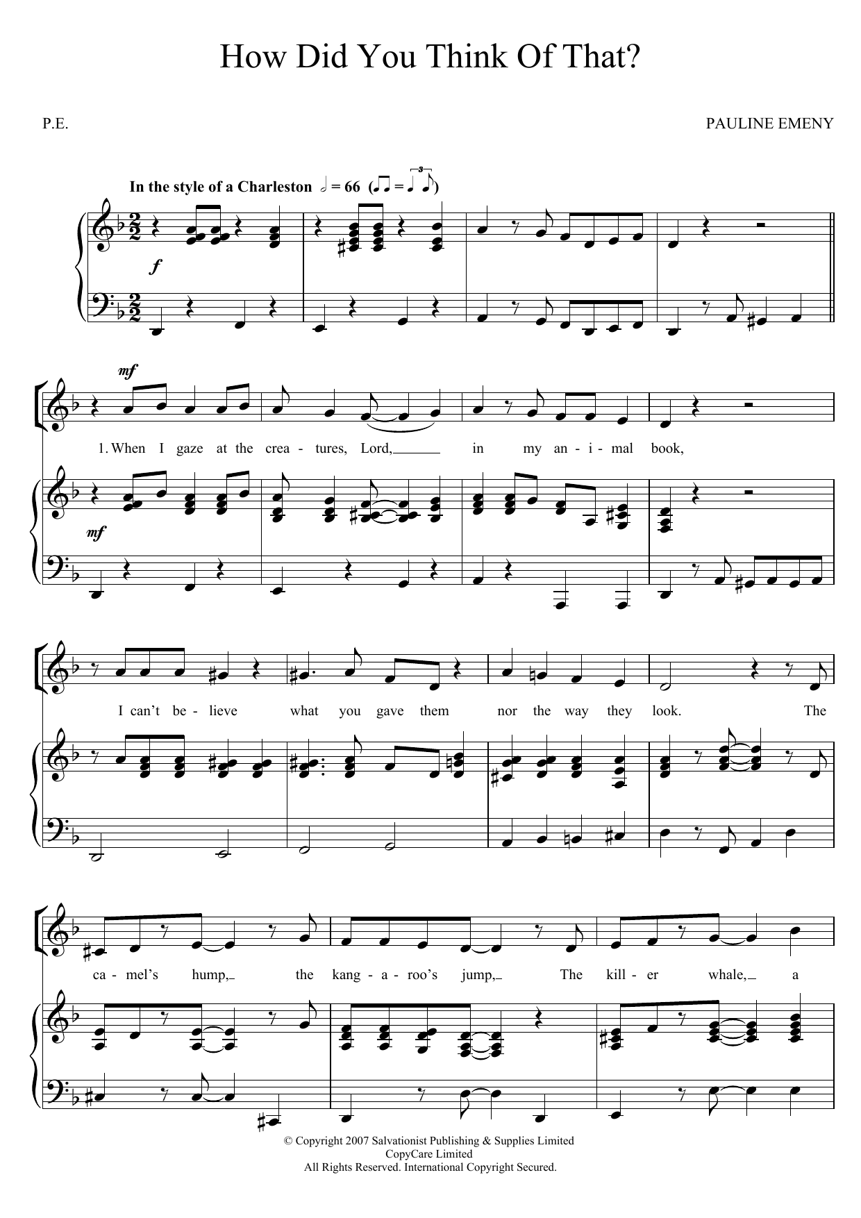 The Salvation Army How Did You Think Of That Sheet Music Notes & Chords for SA - Download or Print PDF