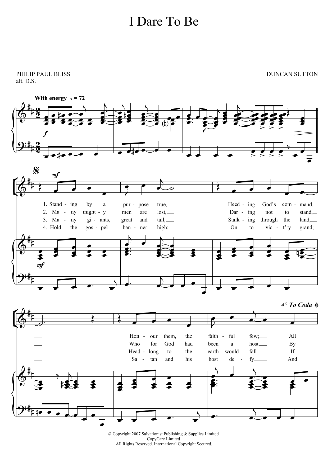 The Salvation Army I Dare To Be Sheet Music Notes & Chords for Unison Choral - Download or Print PDF