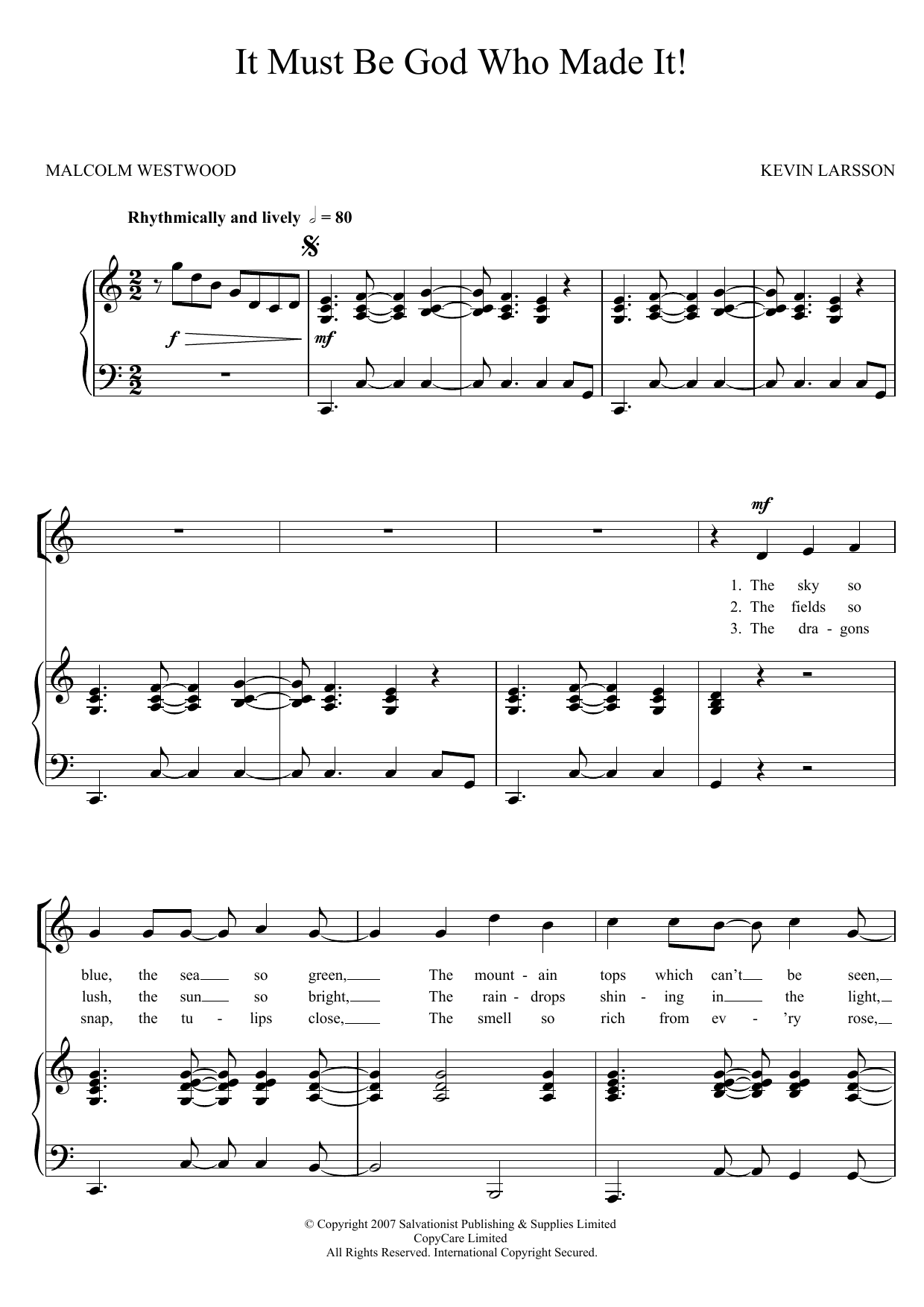 The Salvation Army It Must Be God Who Made It Sheet Music Notes & Chords for Unison Choral - Download or Print PDF