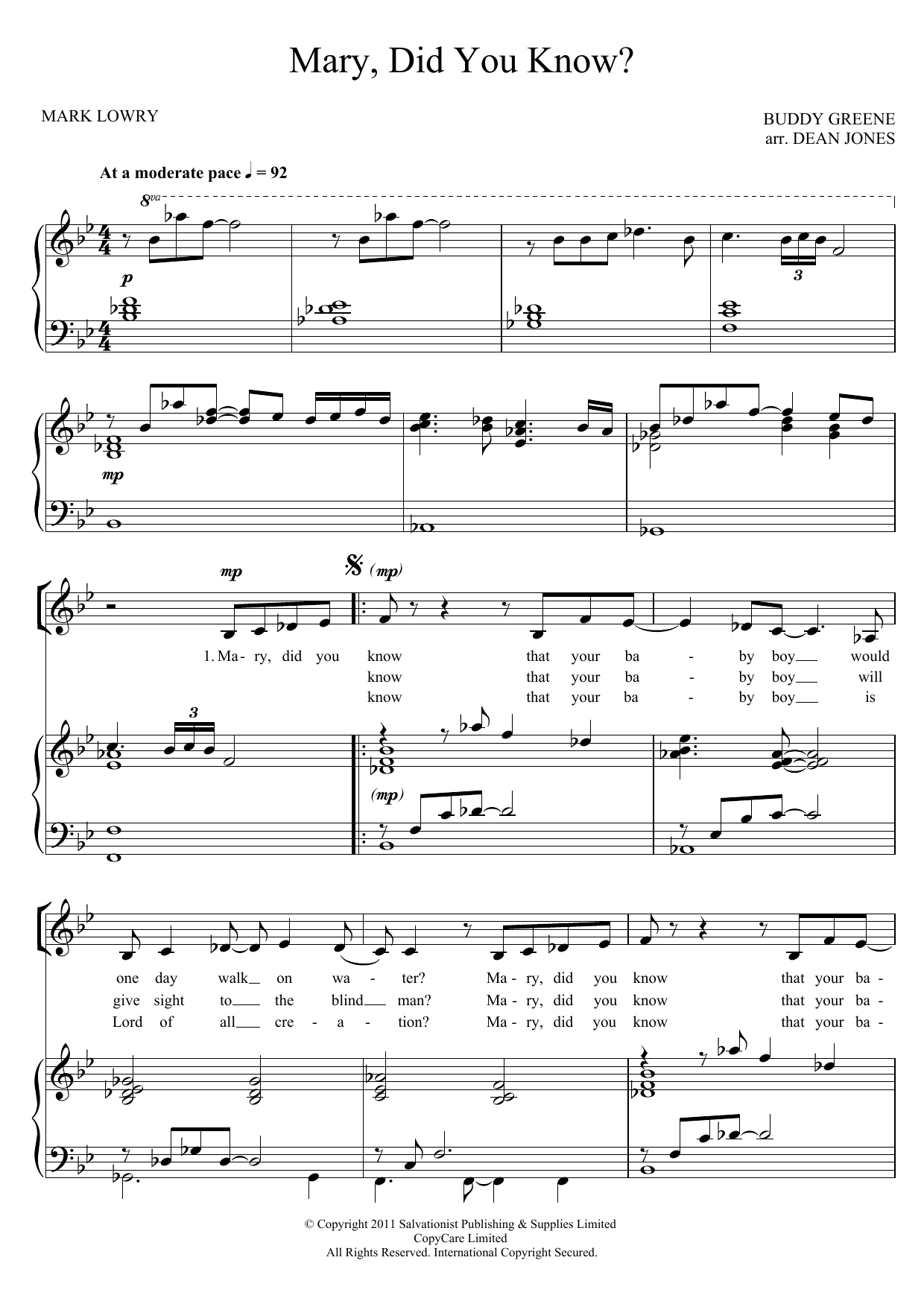 The Salvation Army Mary, Did You Know? Sheet Music Notes & Chords for Unison Choral - Download or Print PDF