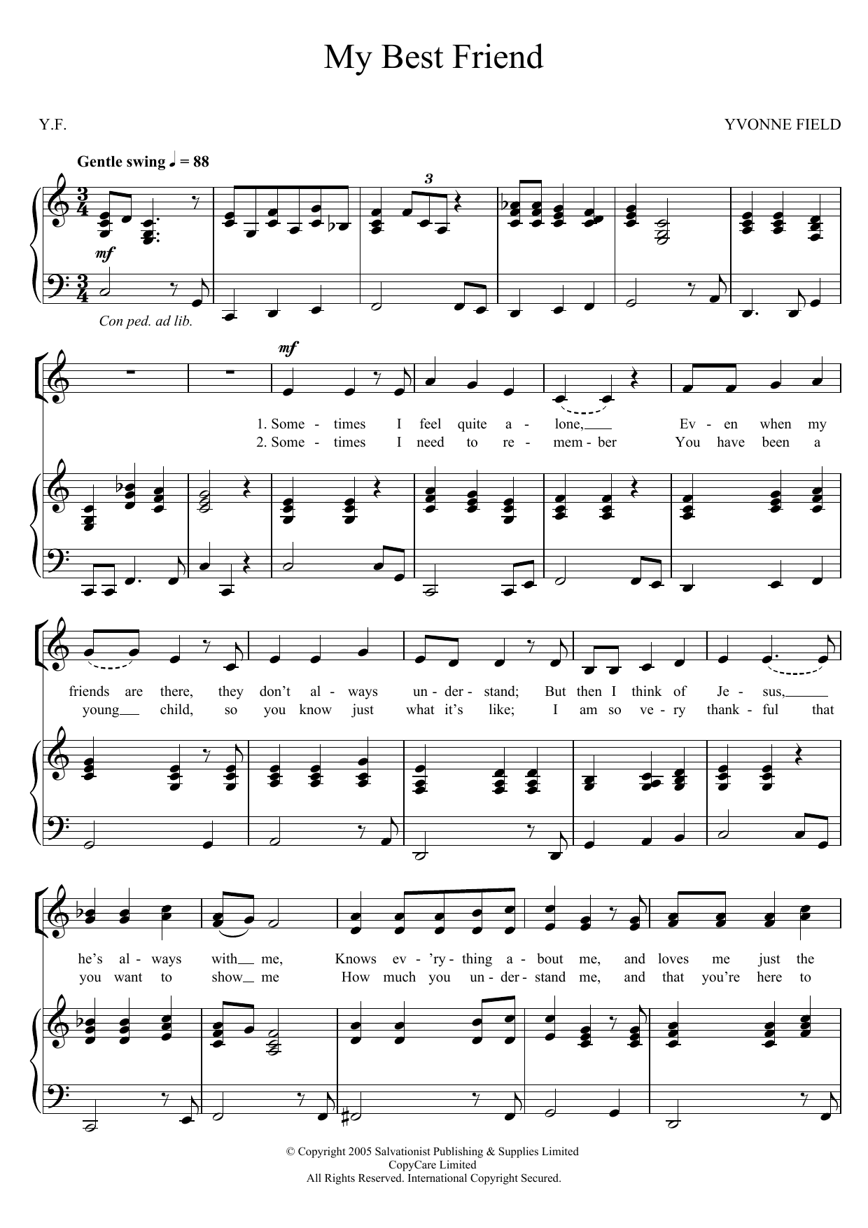 The Salvation Army My Best Friend Sheet Music Notes & Chords for Unison Choral - Download or Print PDF