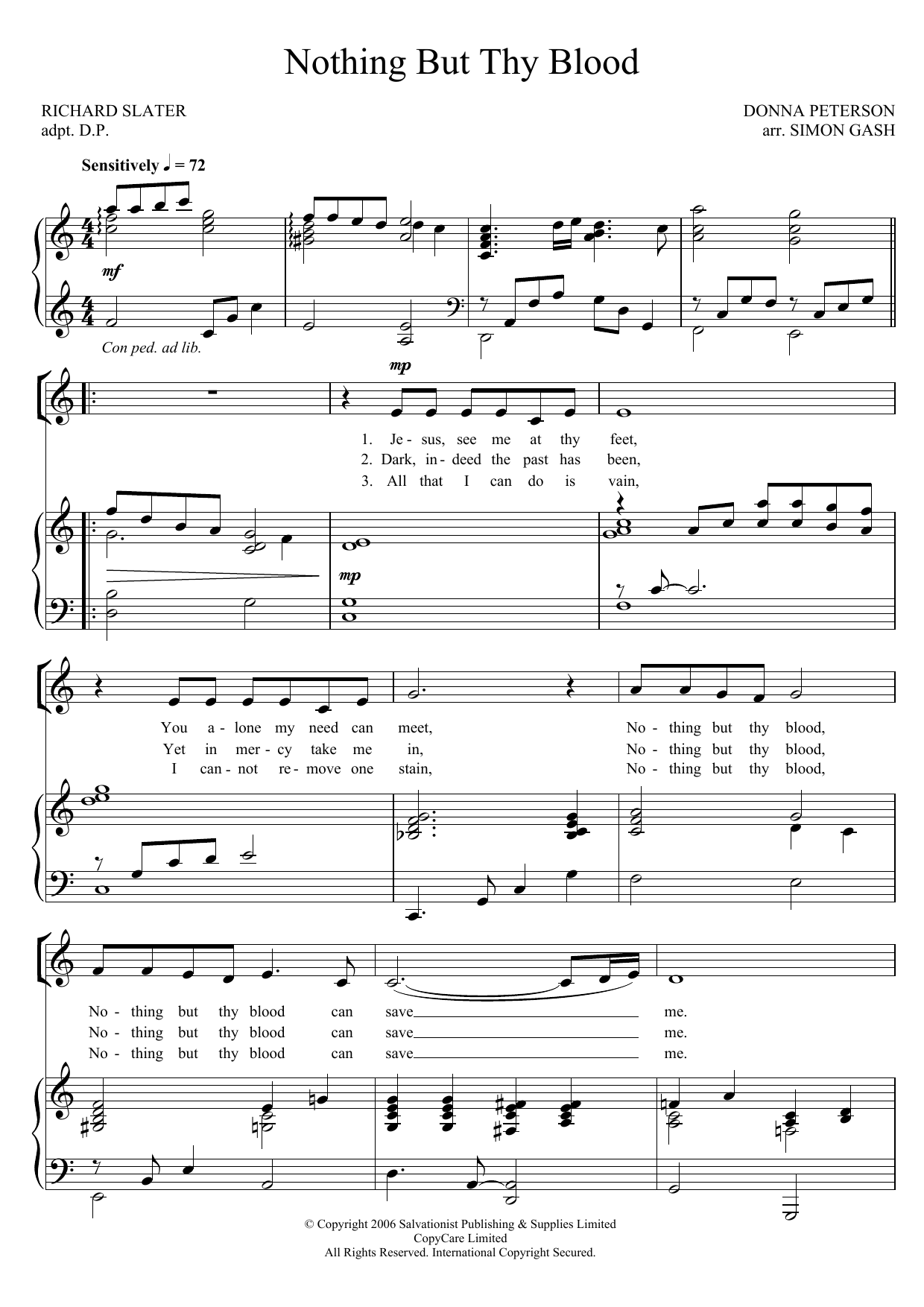 The Salvation Army Nothing But Thy Blood Sheet Music Notes & Chords for Unison Choral - Download or Print PDF