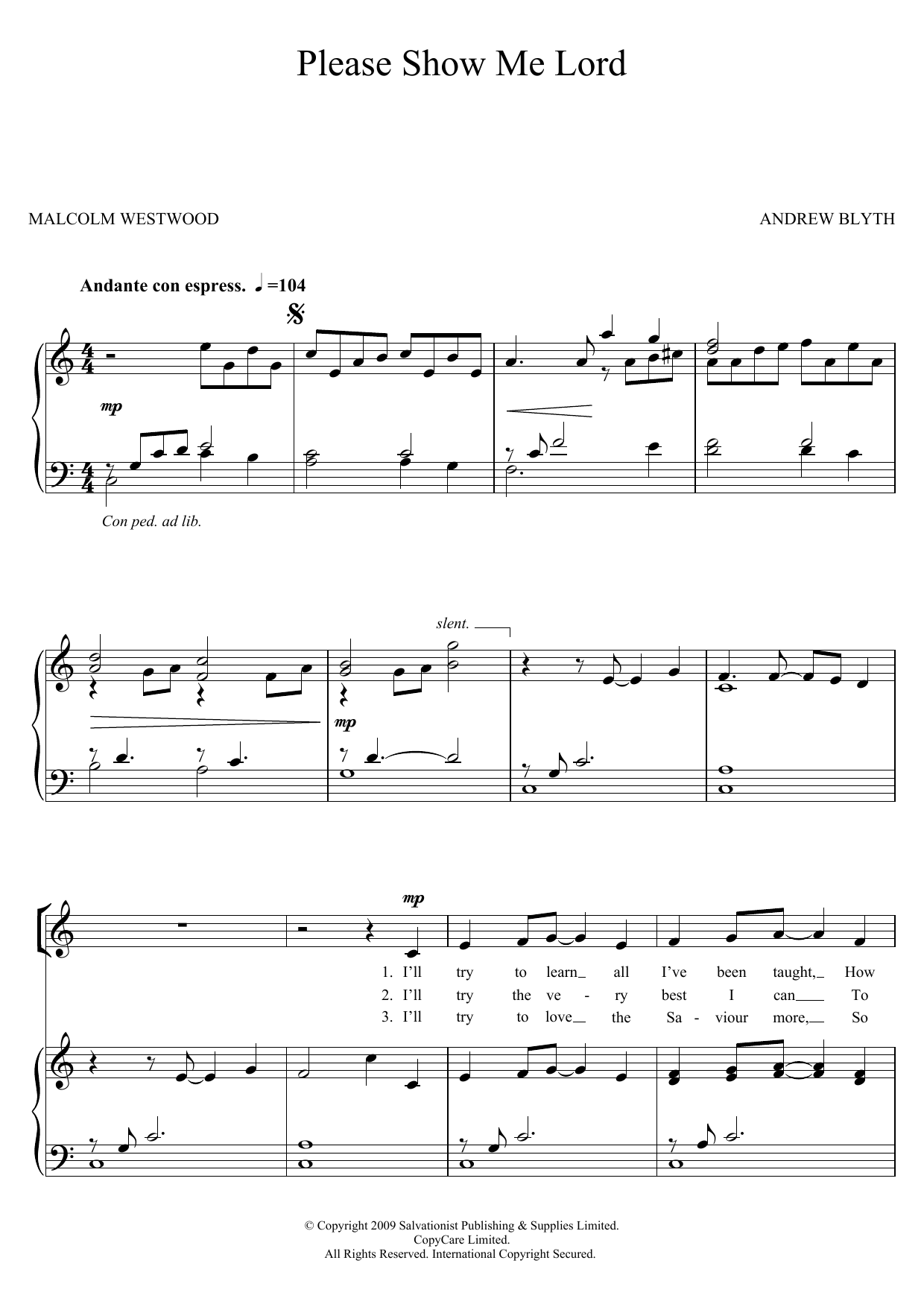 The Salvation Army Please Show Me Lord Sheet Music Notes & Chords for Unison Choral - Download or Print PDF