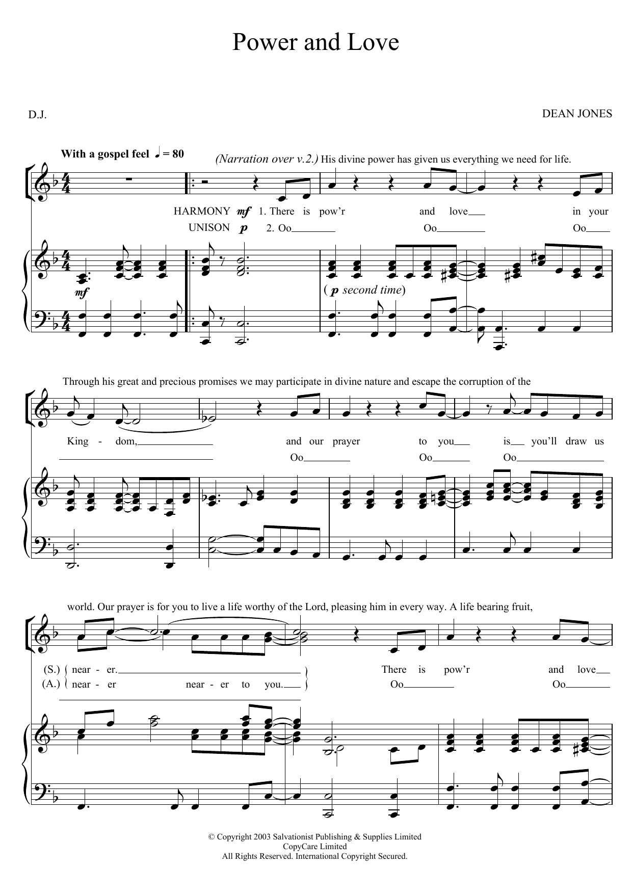 The Salvation Army Power And Love Sheet Music Notes & Chords for SA - Download or Print PDF