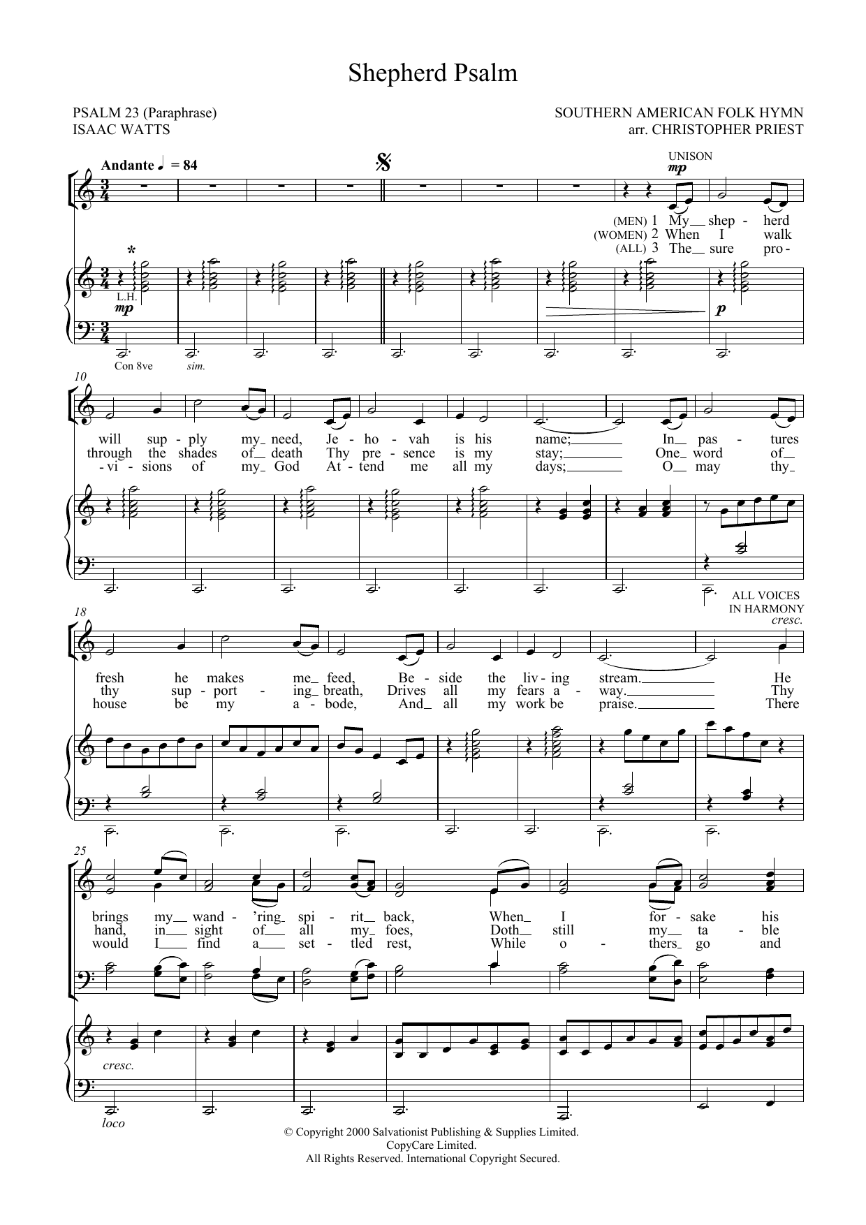 The Salvation Army Shepherd Psalm Sheet Music Notes & Chords for SATB - Download or Print PDF