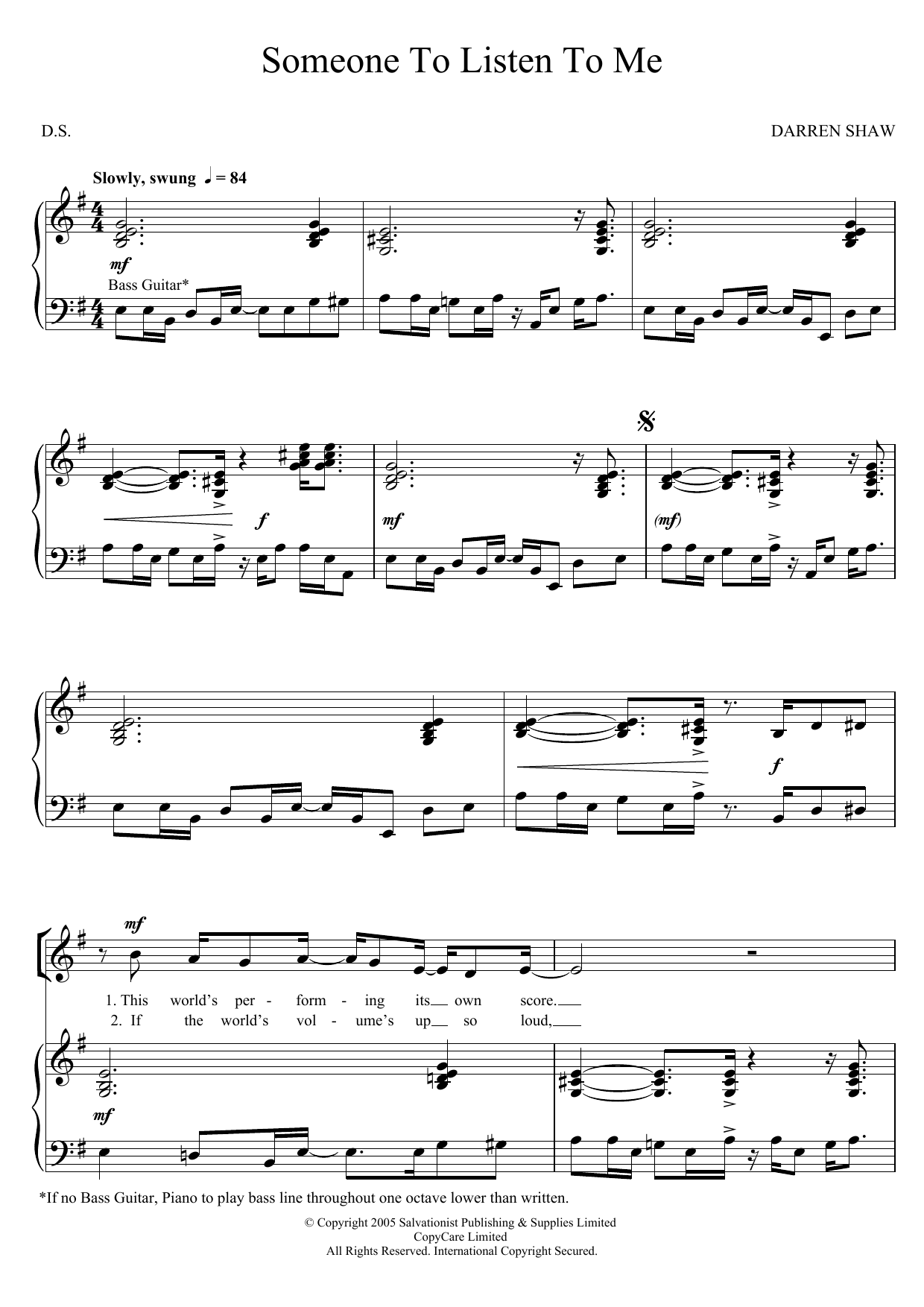 The Salvation Army Someone To Listen To Me Sheet Music Notes & Chords for SSA - Download or Print PDF