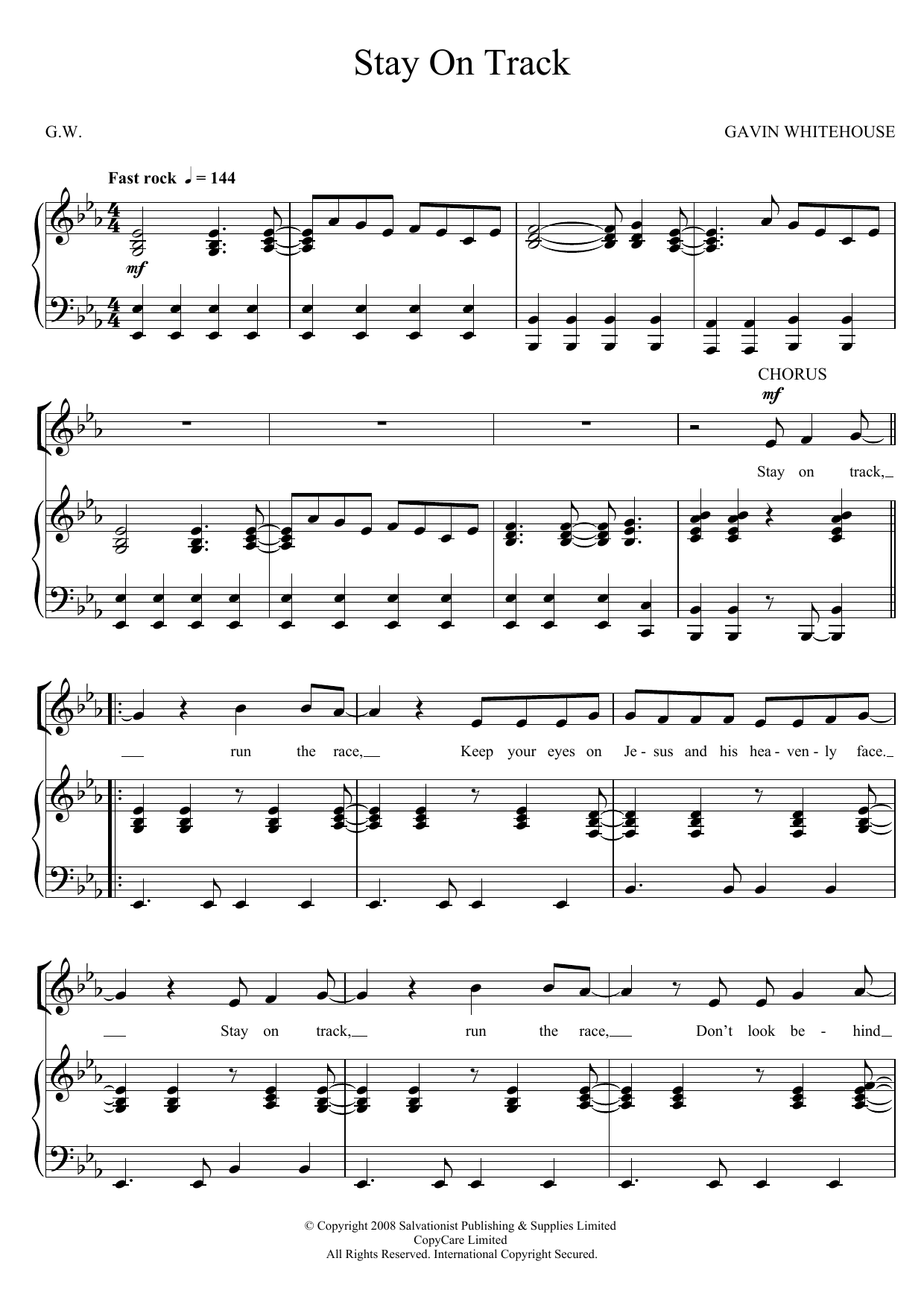 The Salvation Army Stay On Track Sheet Music Notes & Chords for Unison Choral - Download or Print PDF