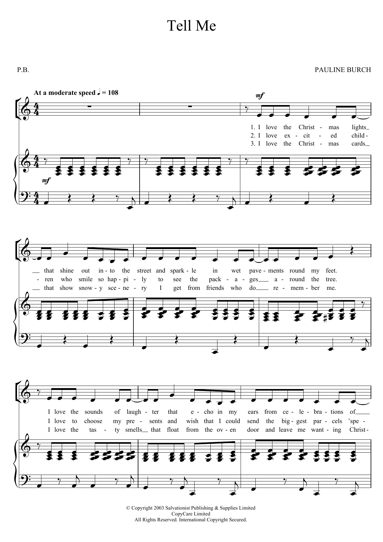 The Salvation Army Tell Me Sheet Music Notes & Chords for Unison Choral - Download or Print PDF