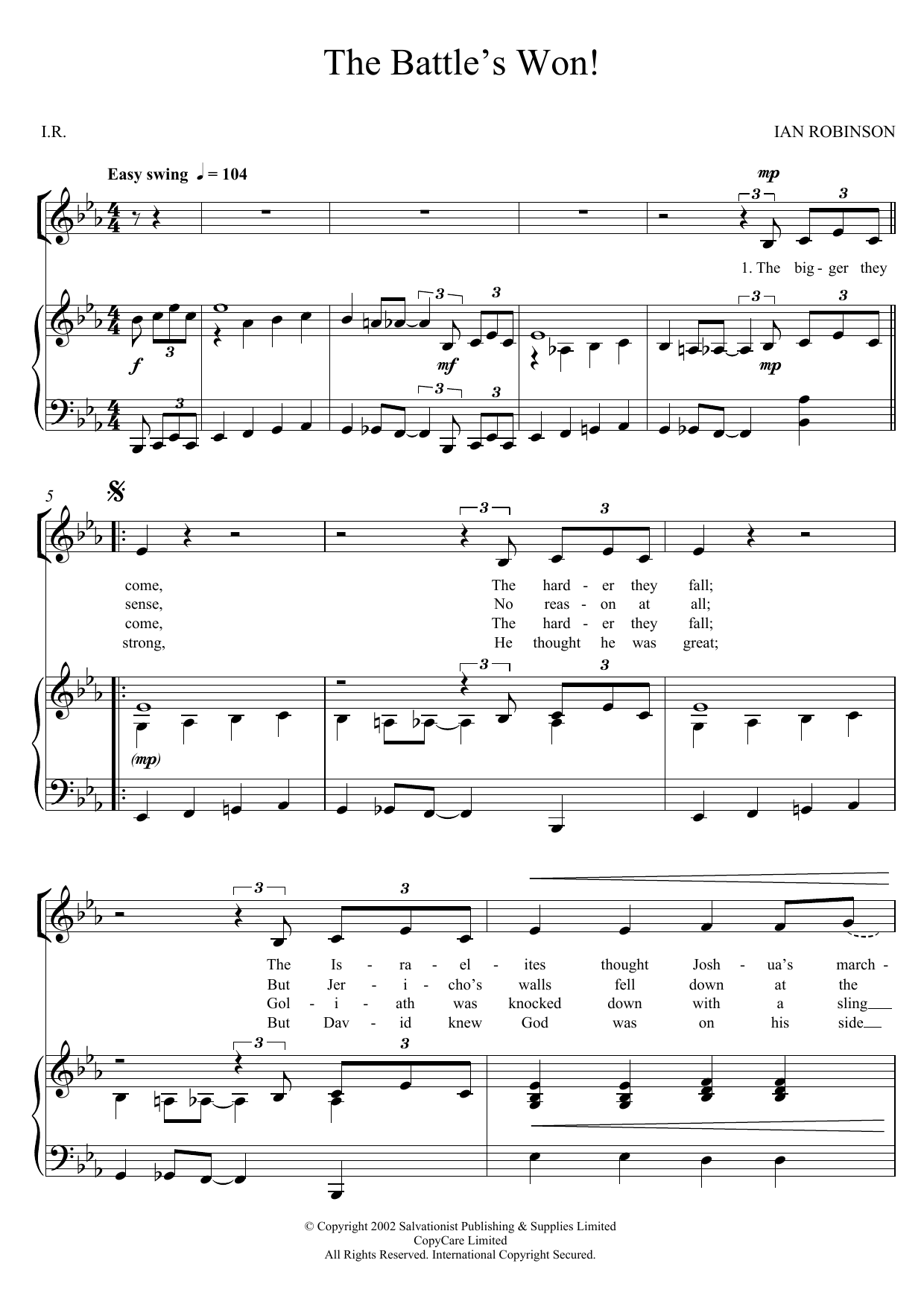 The Salvation Army The Battle's Won! Sheet Music Notes & Chords for Unison Choral - Download or Print PDF