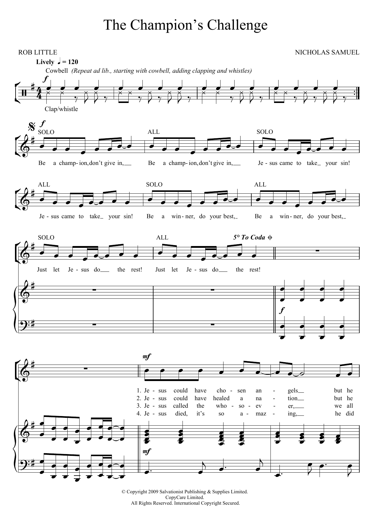 The Salvation Army The Champion's Challenge Sheet Music Notes & Chords for Unison Choral - Download or Print PDF
