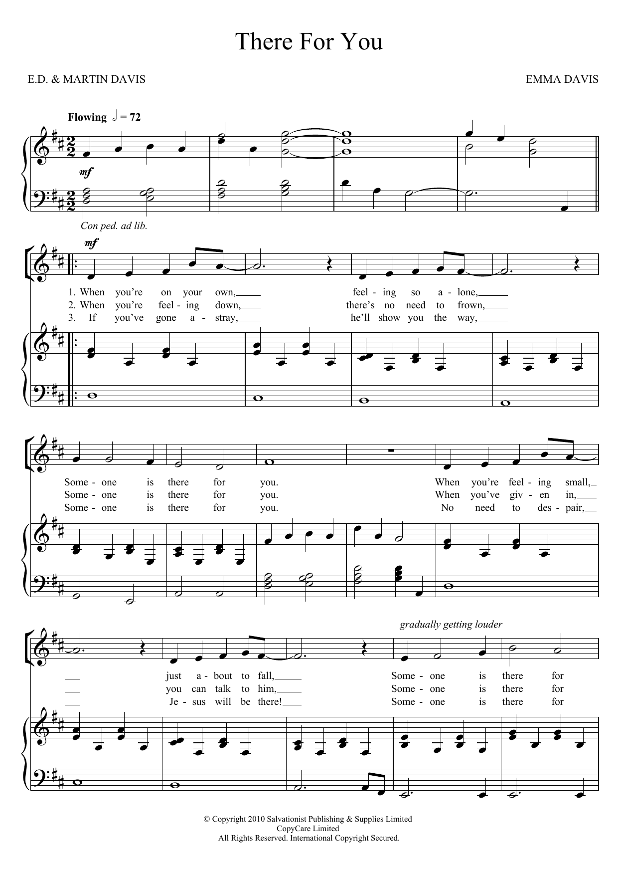 The Salvation Army There For You Sheet Music Notes & Chords for SA - Download or Print PDF