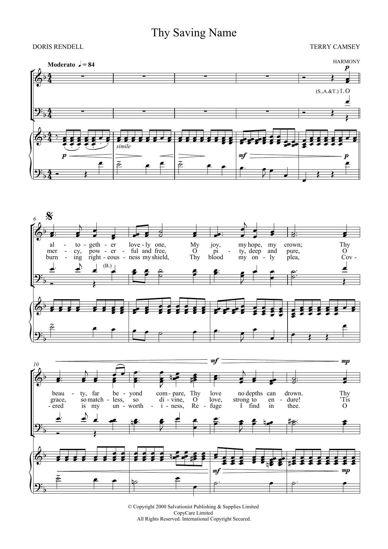 The Salvation Army Thy Saving Name Sheet Music Notes & Chords for SATB - Download or Print PDF