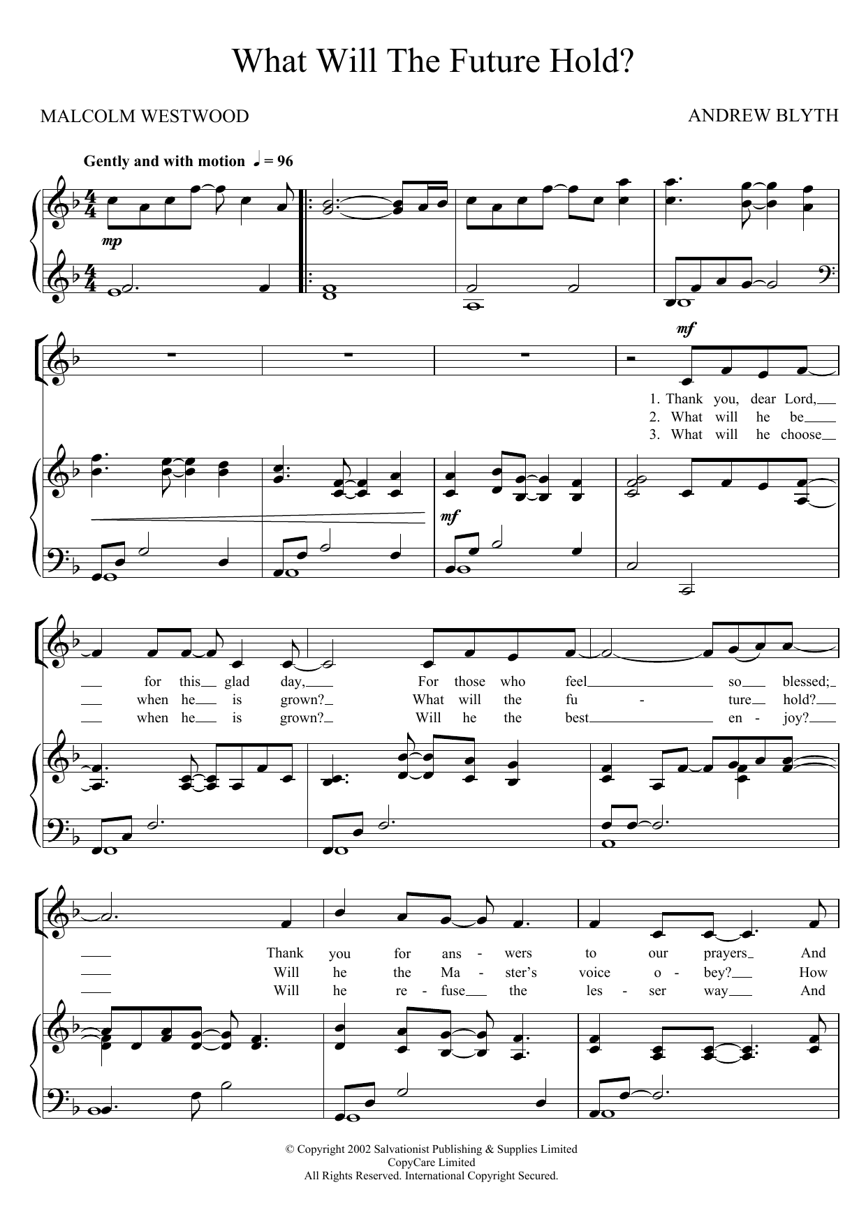 The Salvation Army What Will The Future Hold? Sheet Music Notes & Chords for Unison Choral - Download or Print PDF