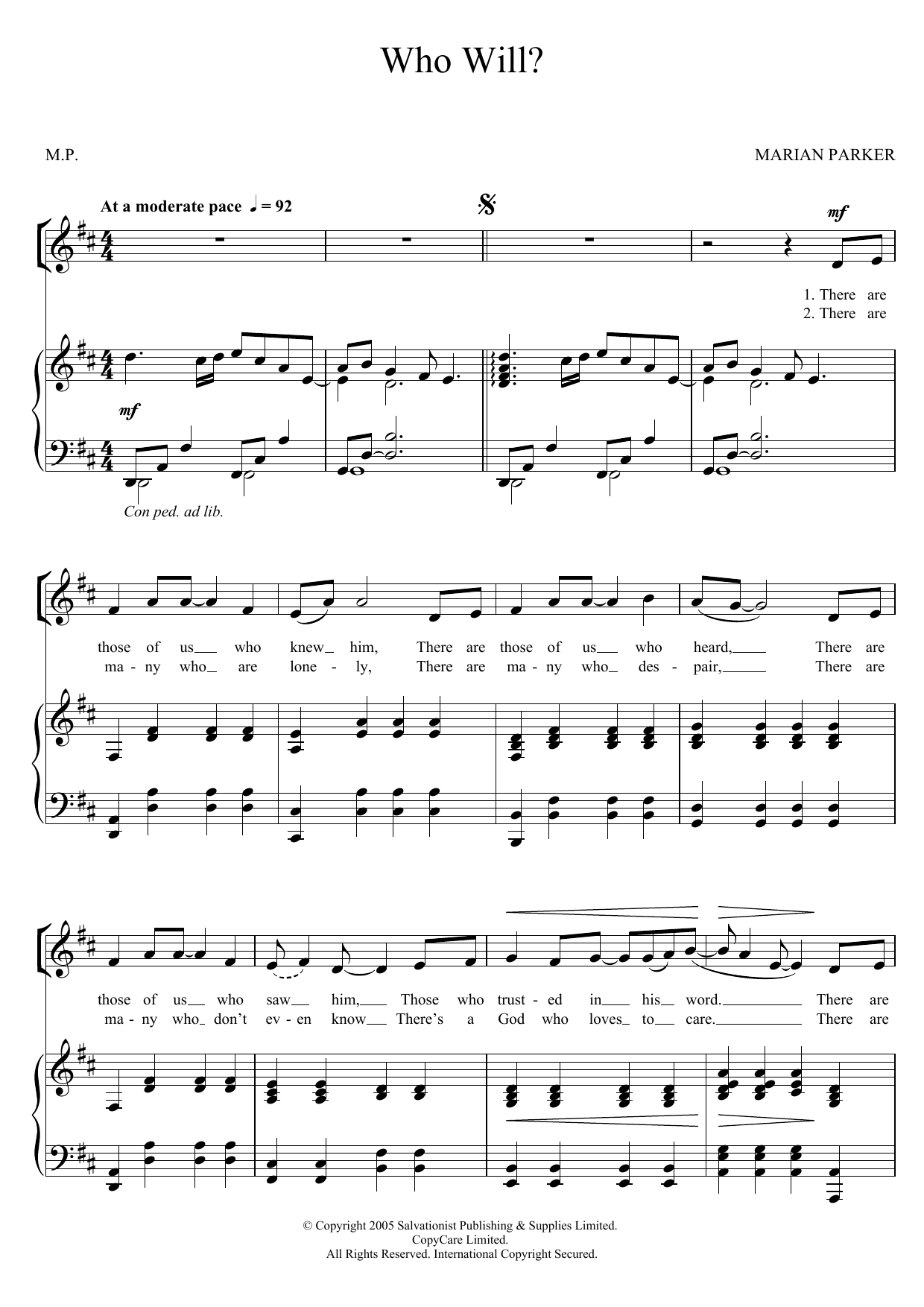 The Salvation Army Who Will? Sheet Music Notes & Chords for Unison Choral - Download or Print PDF