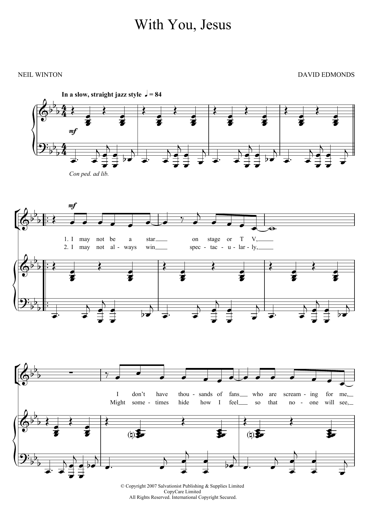 The Salvation Army With You, Jesus Sheet Music Notes & Chords for Unison Choral - Download or Print PDF