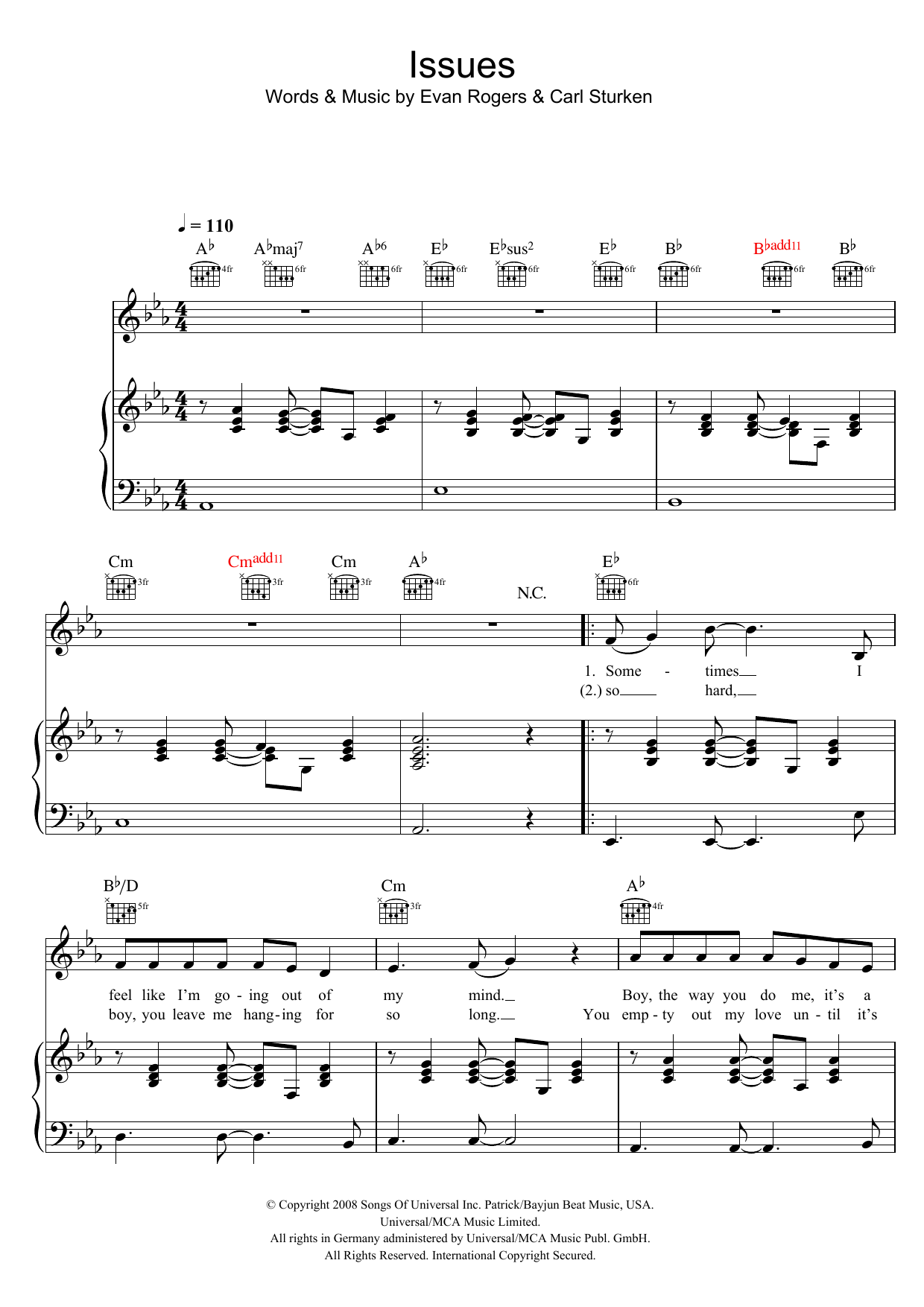 The Saturdays Issues Sheet Music Notes & Chords for Piano, Vocal & Guitar - Download or Print PDF