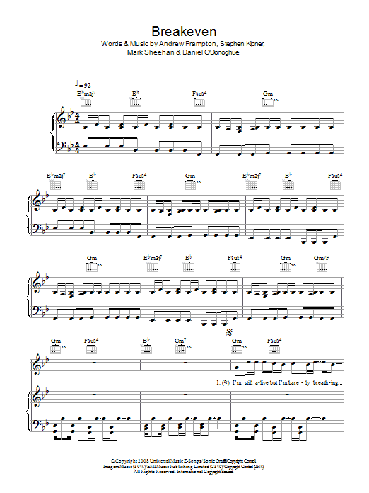 The Script Breakeven Sheet Music Notes & Chords for Ukulele with strumming patterns - Download or Print PDF