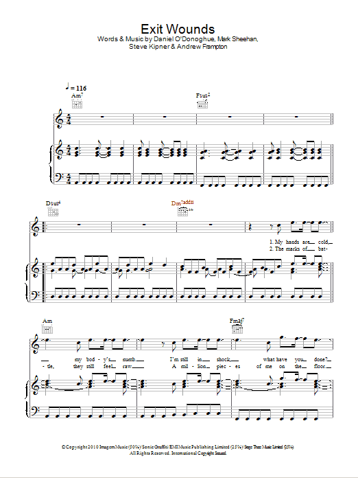 The Script Exit Wounds Sheet Music Notes & Chords for Piano, Vocal & Guitar (Right-Hand Melody) - Download or Print PDF