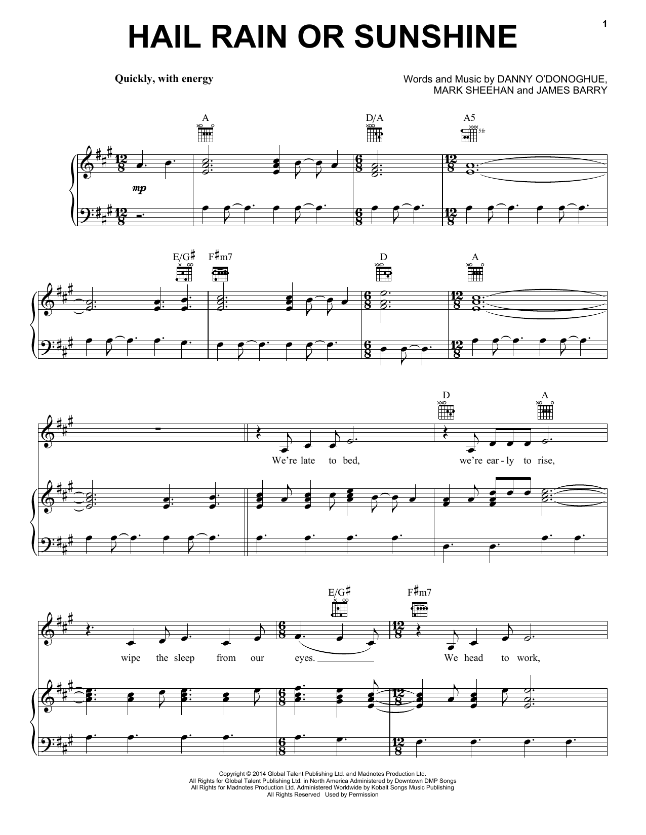 The Script Hail Rain Or Sunshine Sheet Music Notes & Chords for Piano, Vocal & Guitar (Right-Hand Melody) - Download or Print PDF