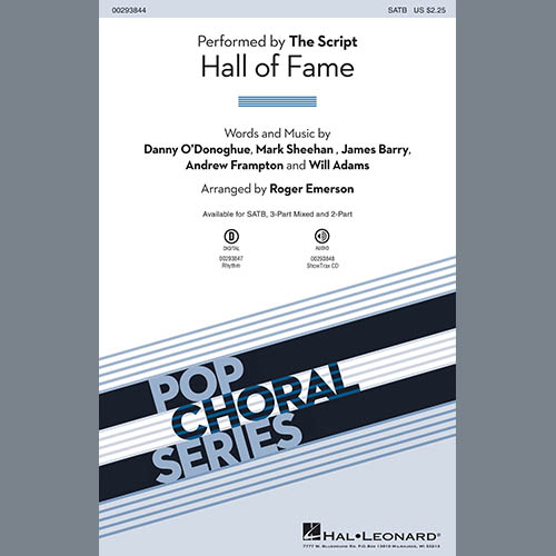 The Script, Hall Of Fame (feat. Will.I.Am) (arr. Roger Emerson), 3-Part Mixed Choir