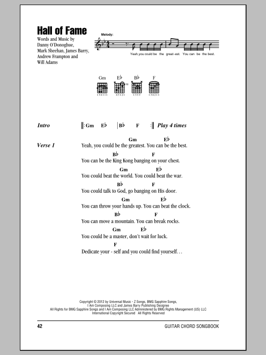 The Script Hall Of Fame (feat. will.i.am) Sheet Music Notes & Chords for Easy Piano - Download or Print PDF