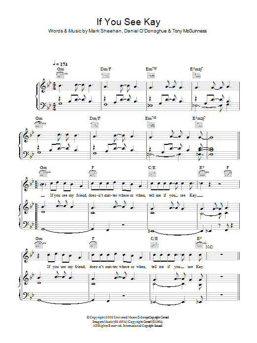 The Script If You See Kay Sheet Music Notes & Chords for Piano, Vocal & Guitar - Download or Print PDF